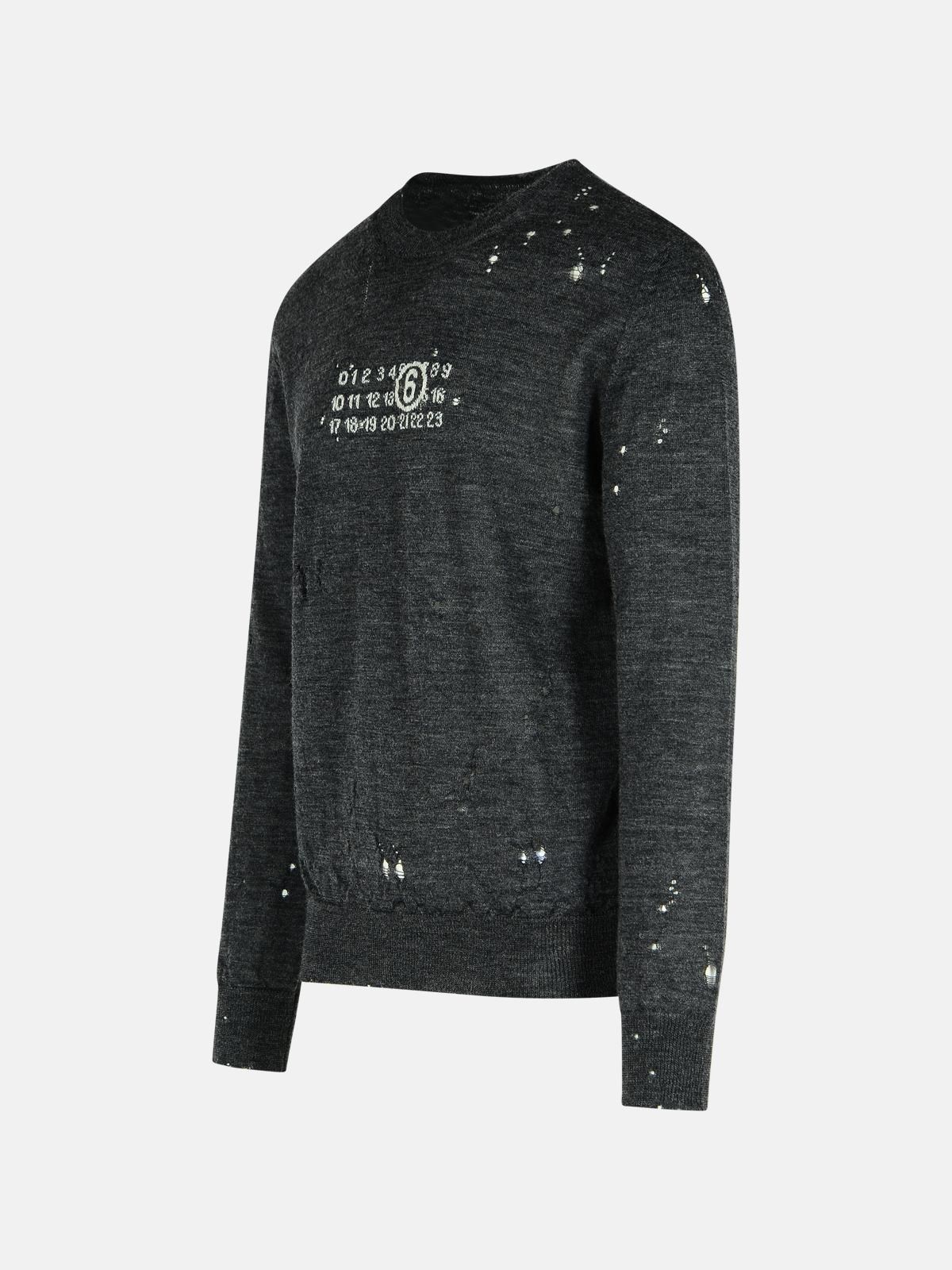 'NUMERIC' DARK GREY VIRGIN WOOL SWEATER - 2