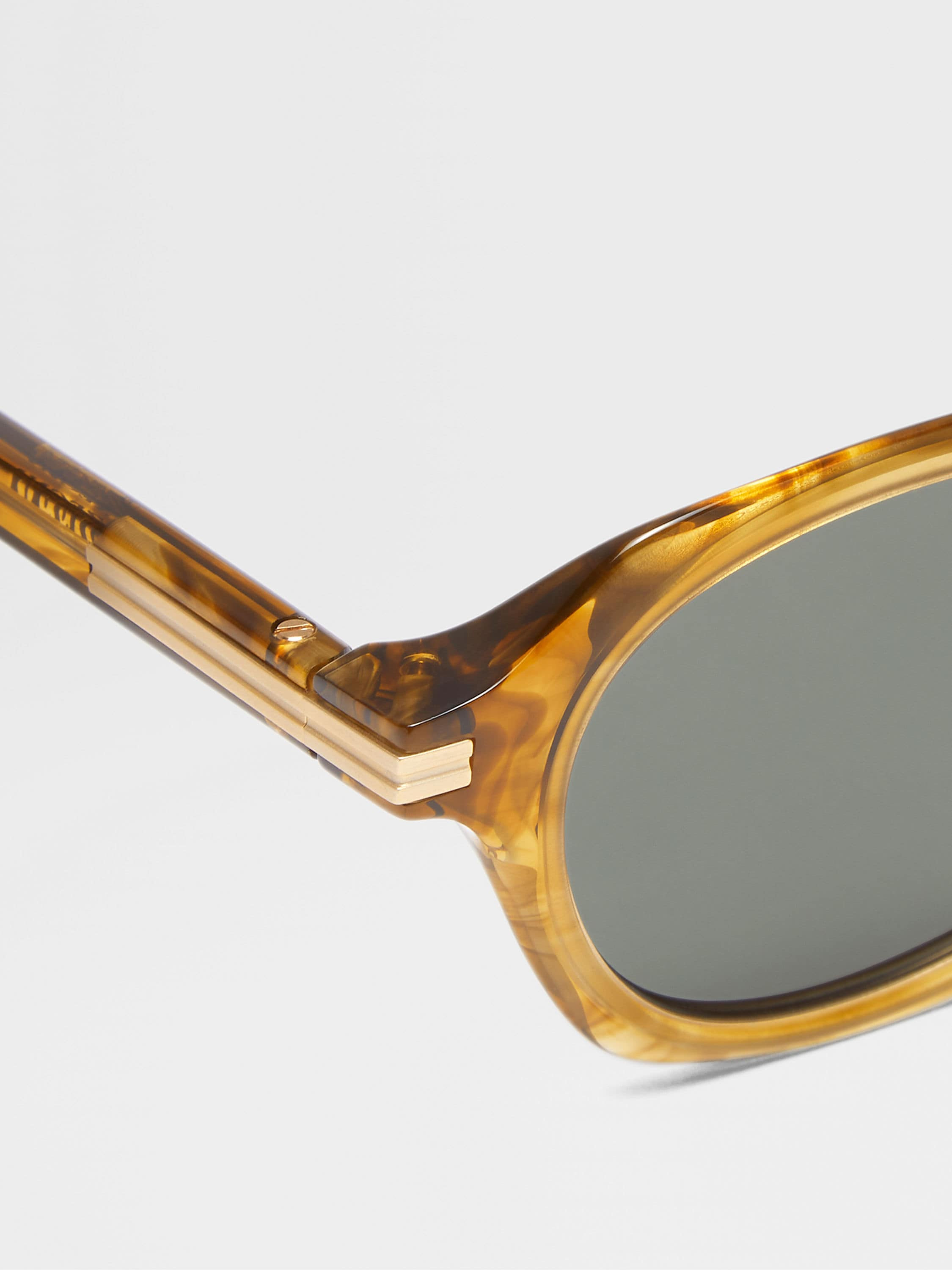 TRANSPARENT LIGHT BROWN ACETATE AND TITANIUM SUNGLASSES - 2