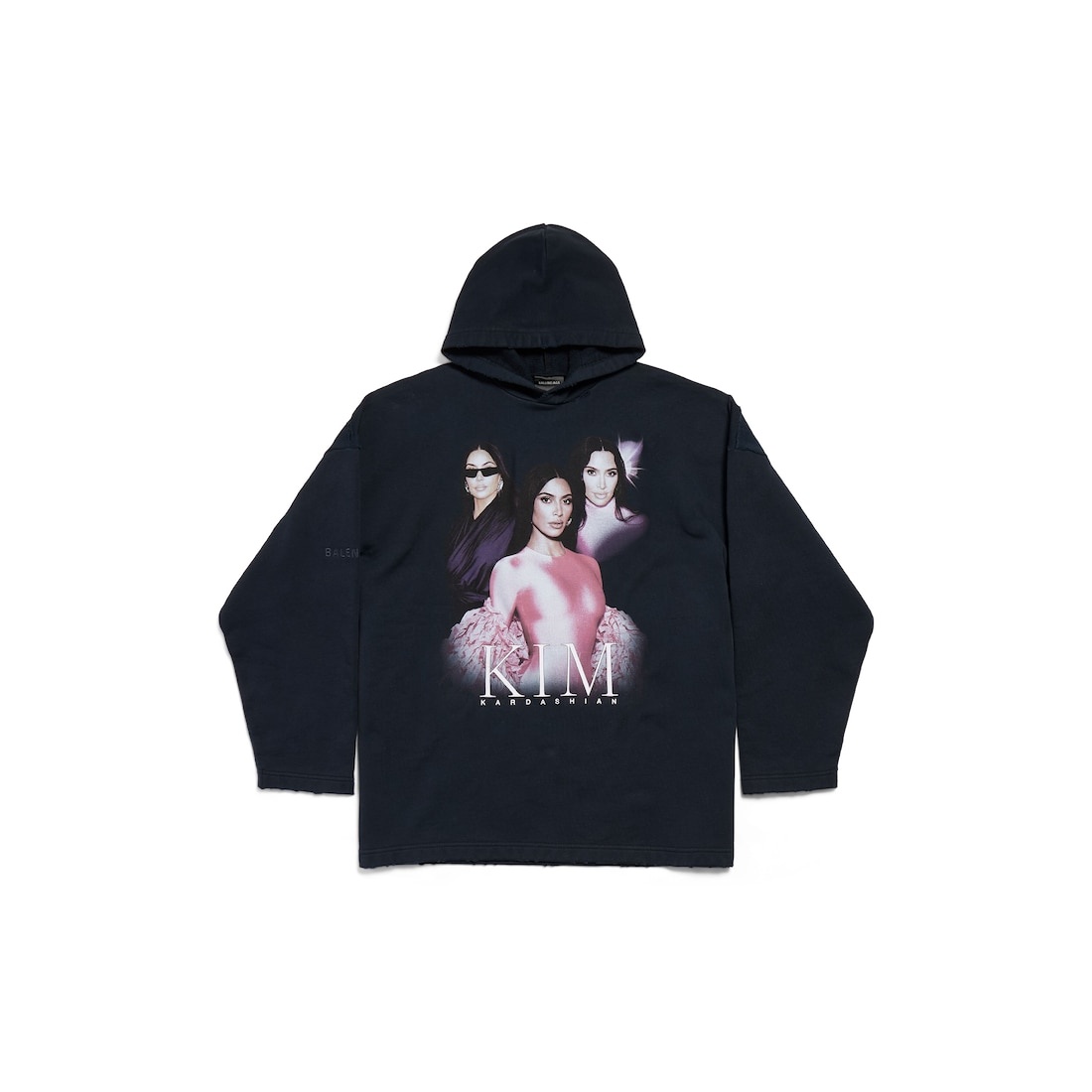Kim K No Rib Hoodie in Faded Black - 1