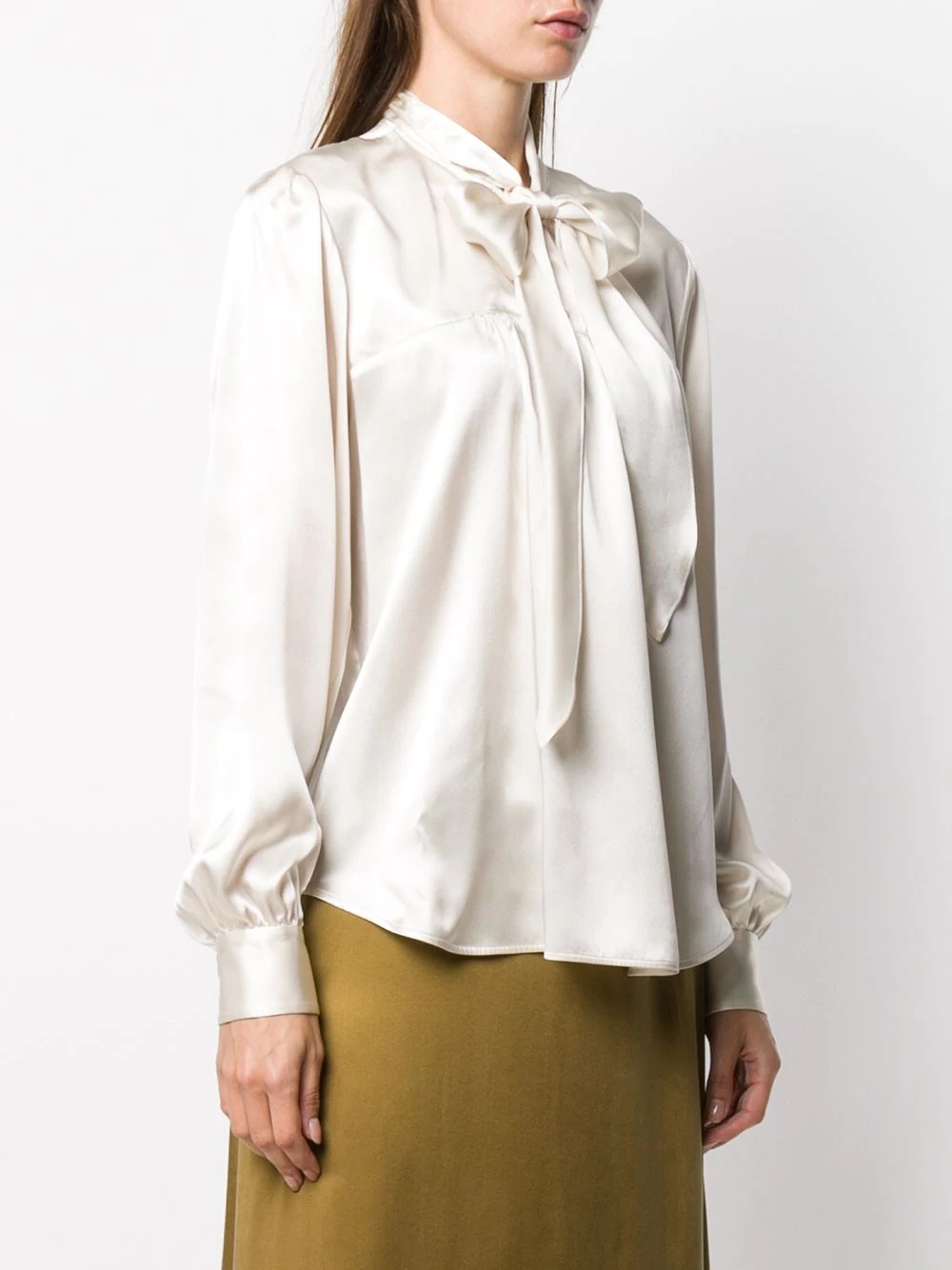 tie neck silk blouse - 3