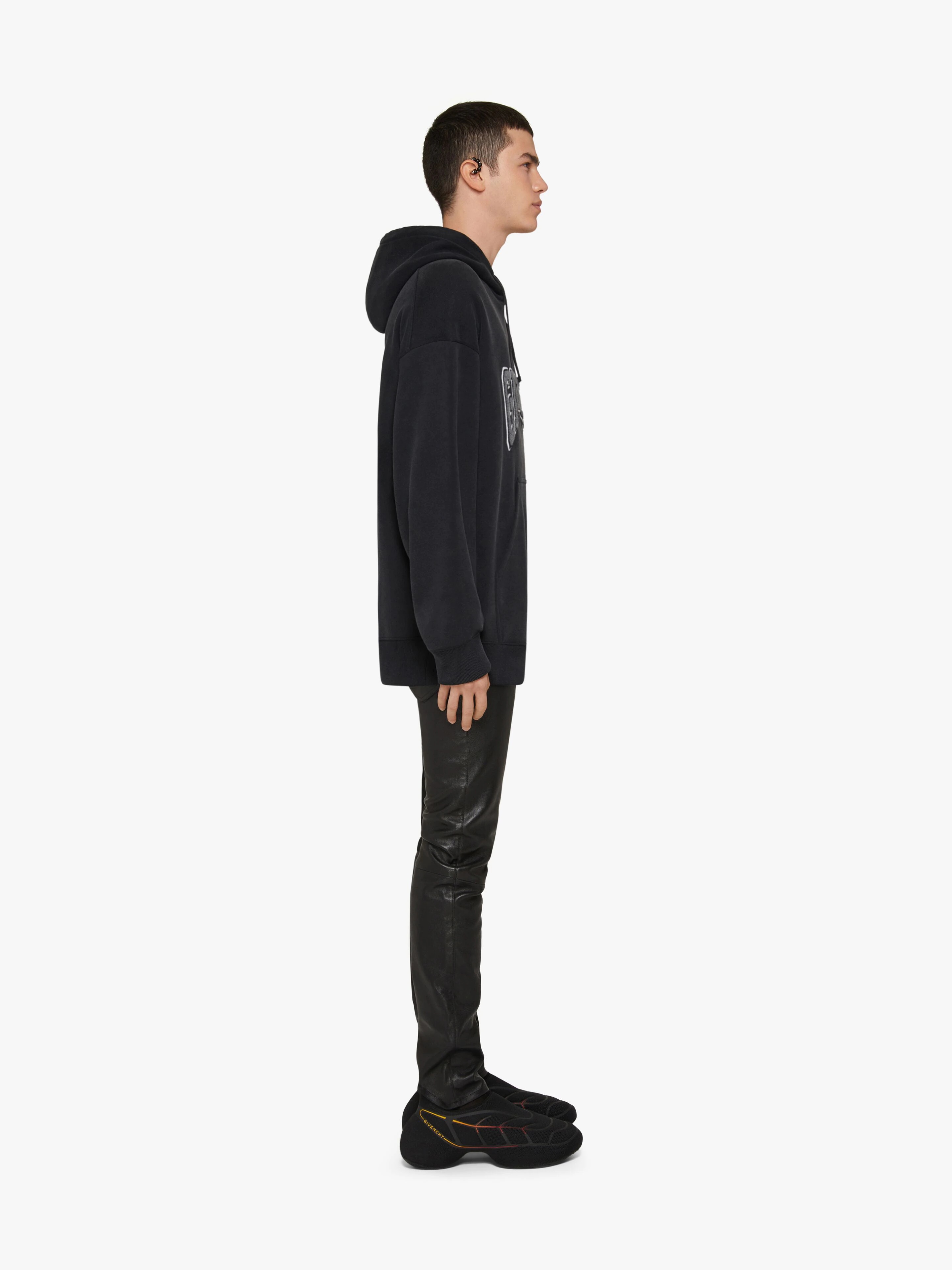 SLIM FIT HOODIE IN FELPA WITH PATCH - 3