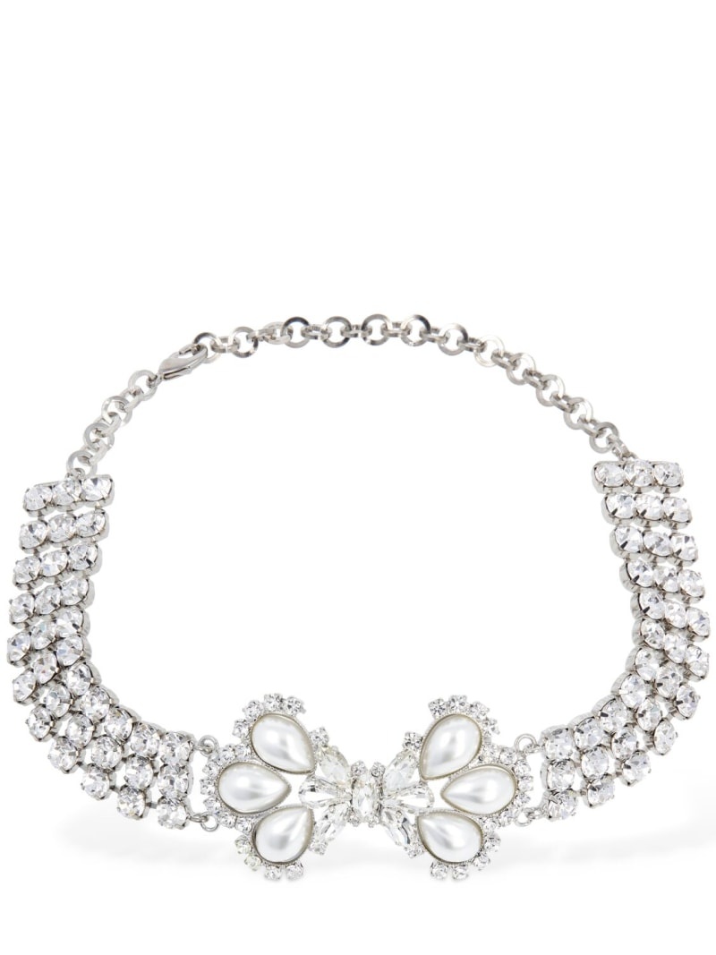 Crystal & faux pearl choker - 1