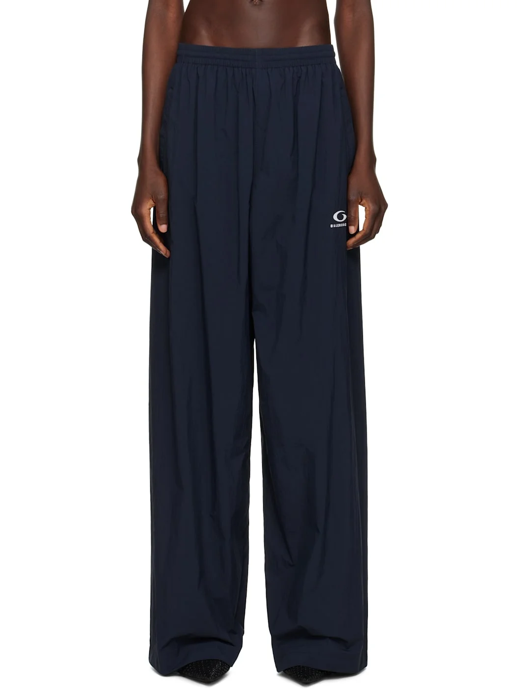 Navy Nylon Track Pants - 1