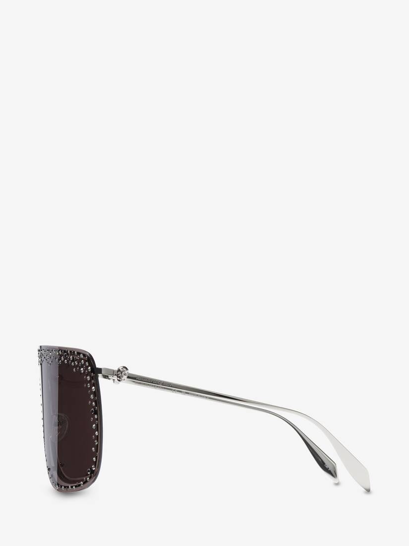 Jewelled Skull Mask Sunglasses in Silver/smoke - 4
