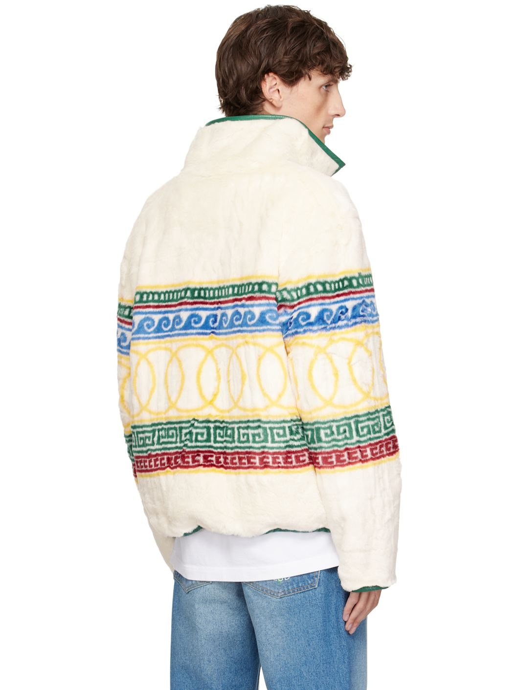 White 'Les Anneaux' Pullover Faux-Fur Jacket - 3