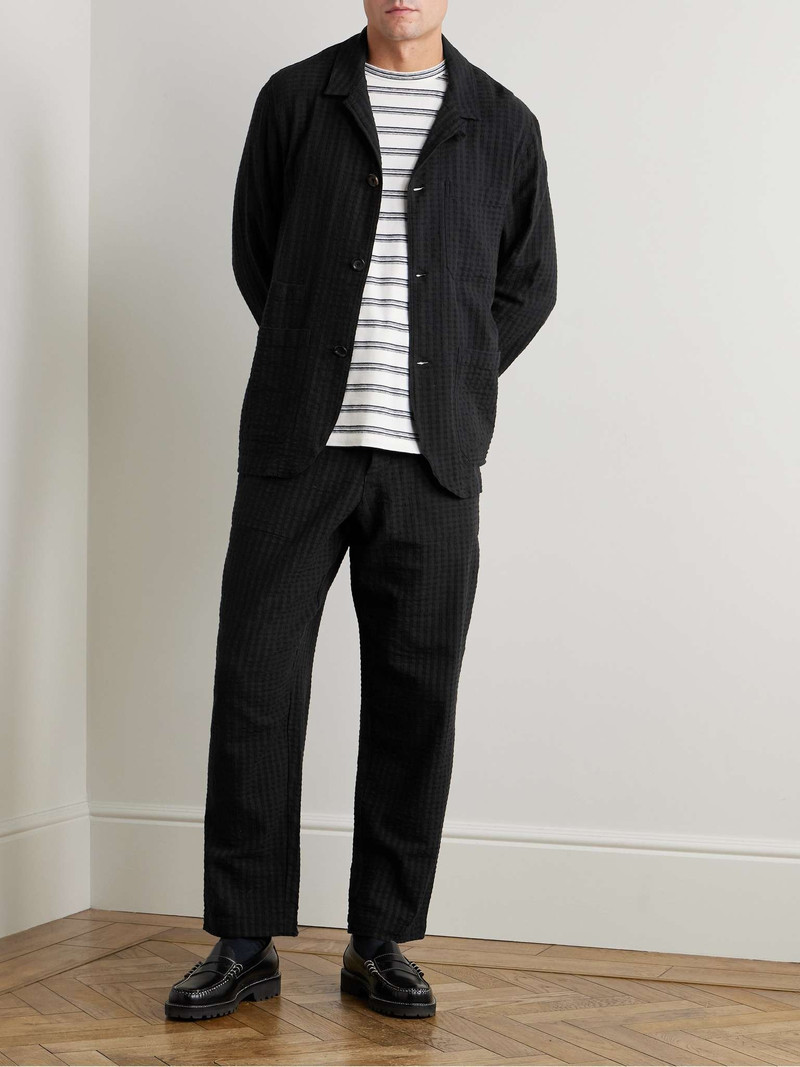 Oliver Spencer William Straight-Leg Organic Cotton-Blend Seersucker Trousers outlook
