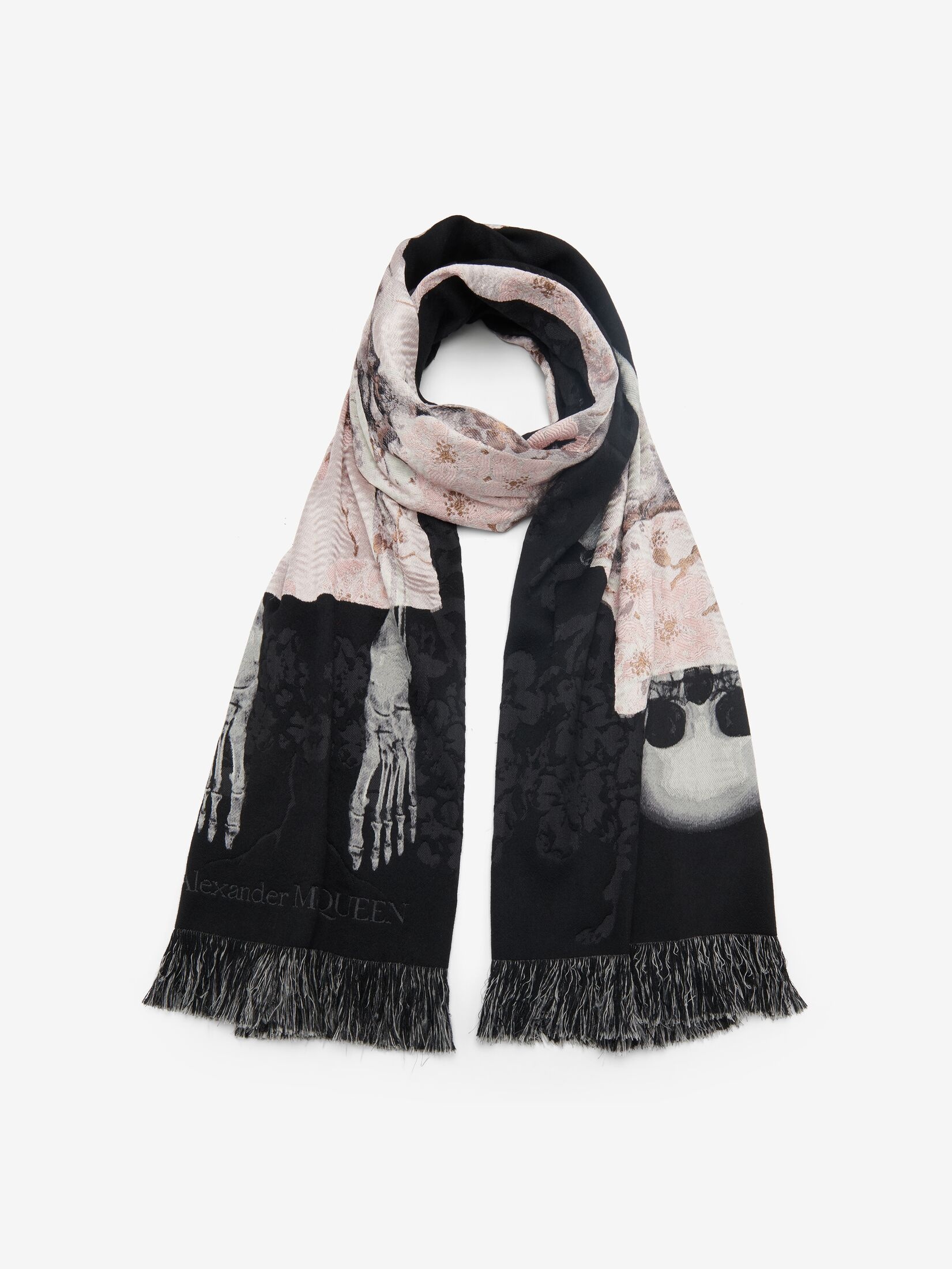 Women's Blossom Skeleton Stole in Black/pink - 2