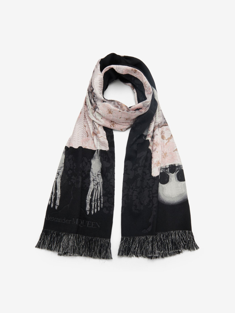 Alexander McQueen Women's Blossom Skeleton Stole in Black/pink outlook