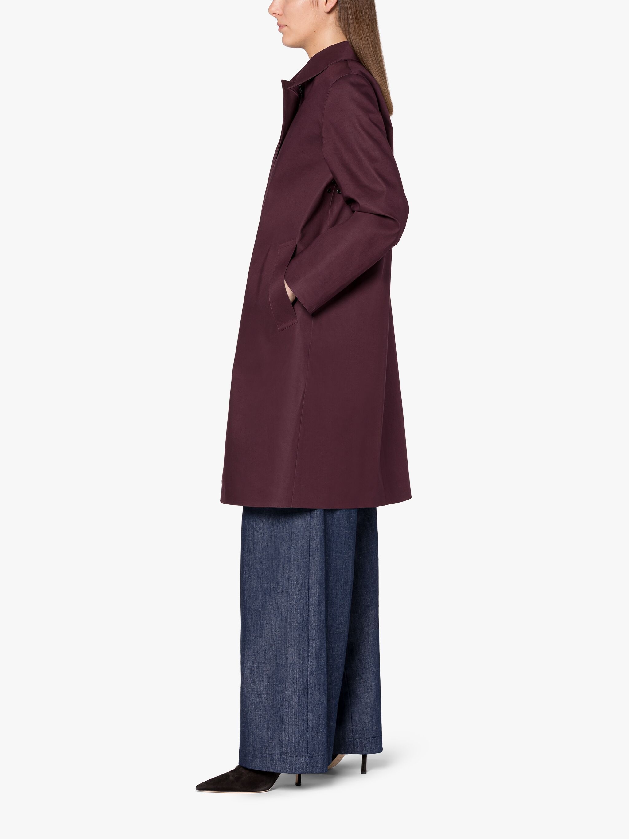 BANTON BURGUNDY BONDED COTTON COAT - 2