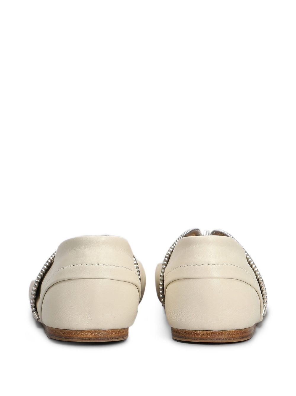 zip-detail leather ballerina shoes - 4