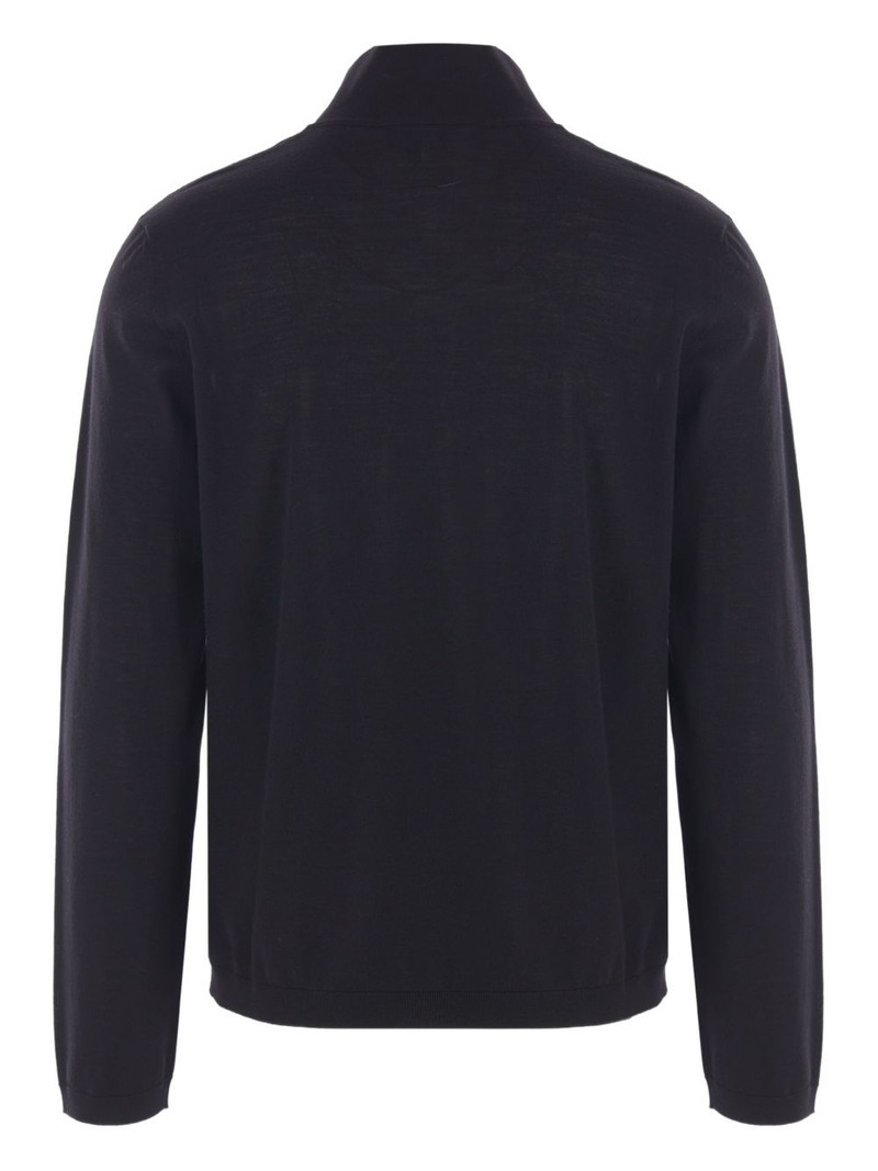 GIORGIO ARMANI half-zip embroidered logo sweater outlook