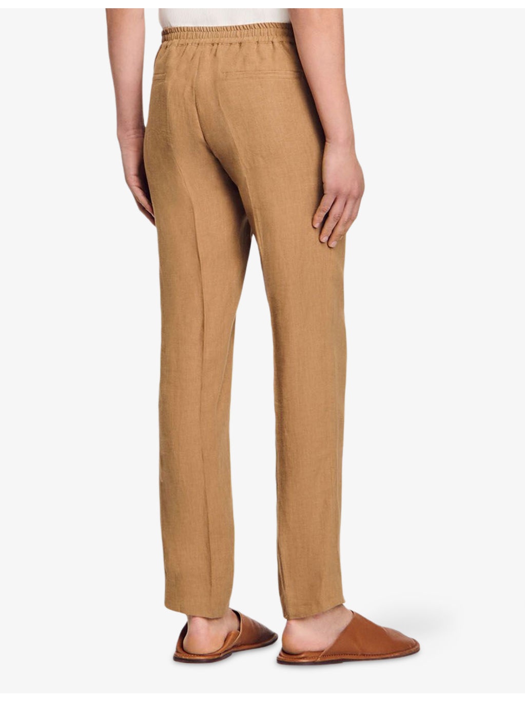 Elasticated-Waist Straight-Leg Linen Trousers - 4