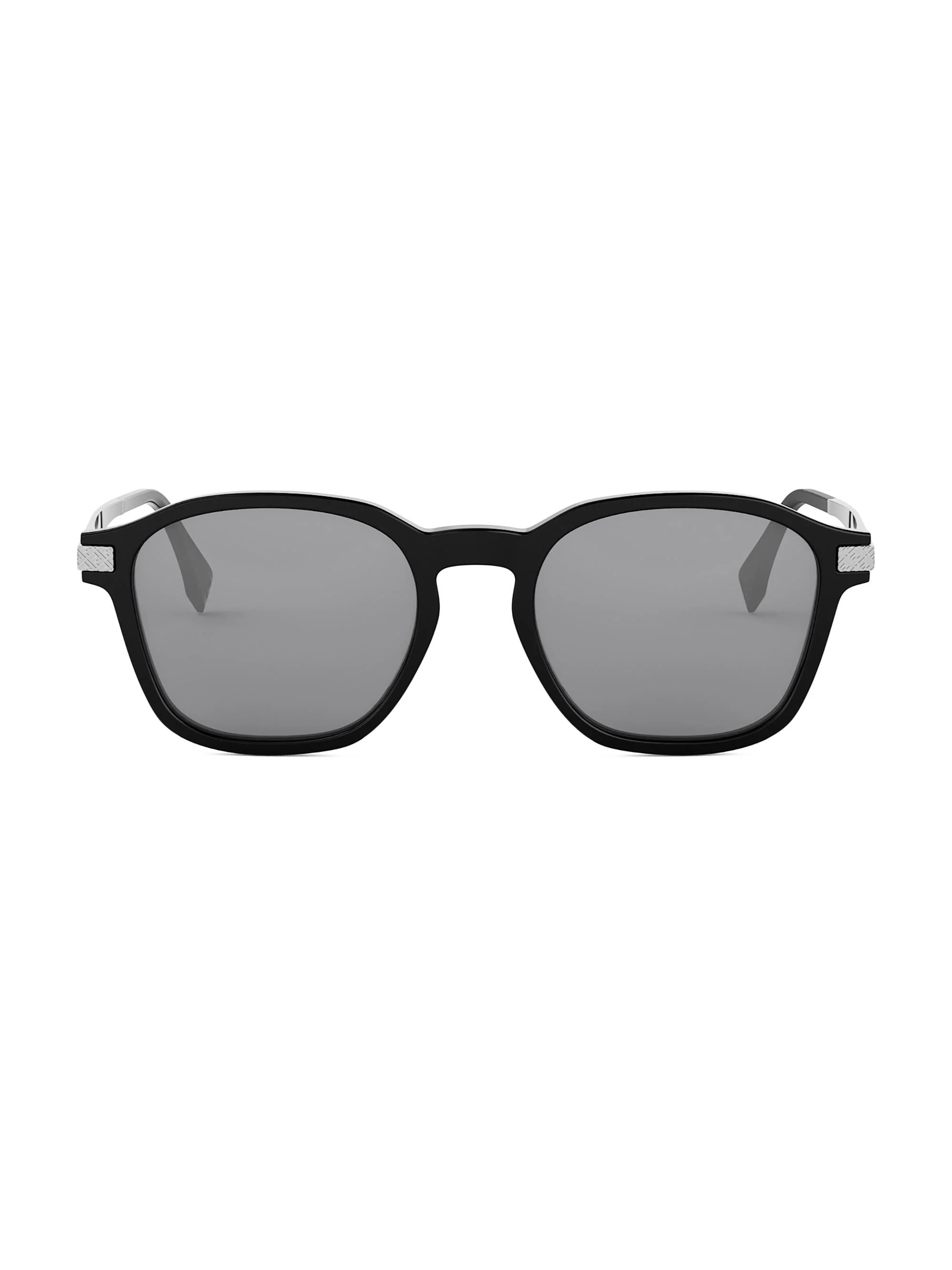 Men Fendi Essential 52MM Square Sunglasses - Shiny Black Smoke - 1