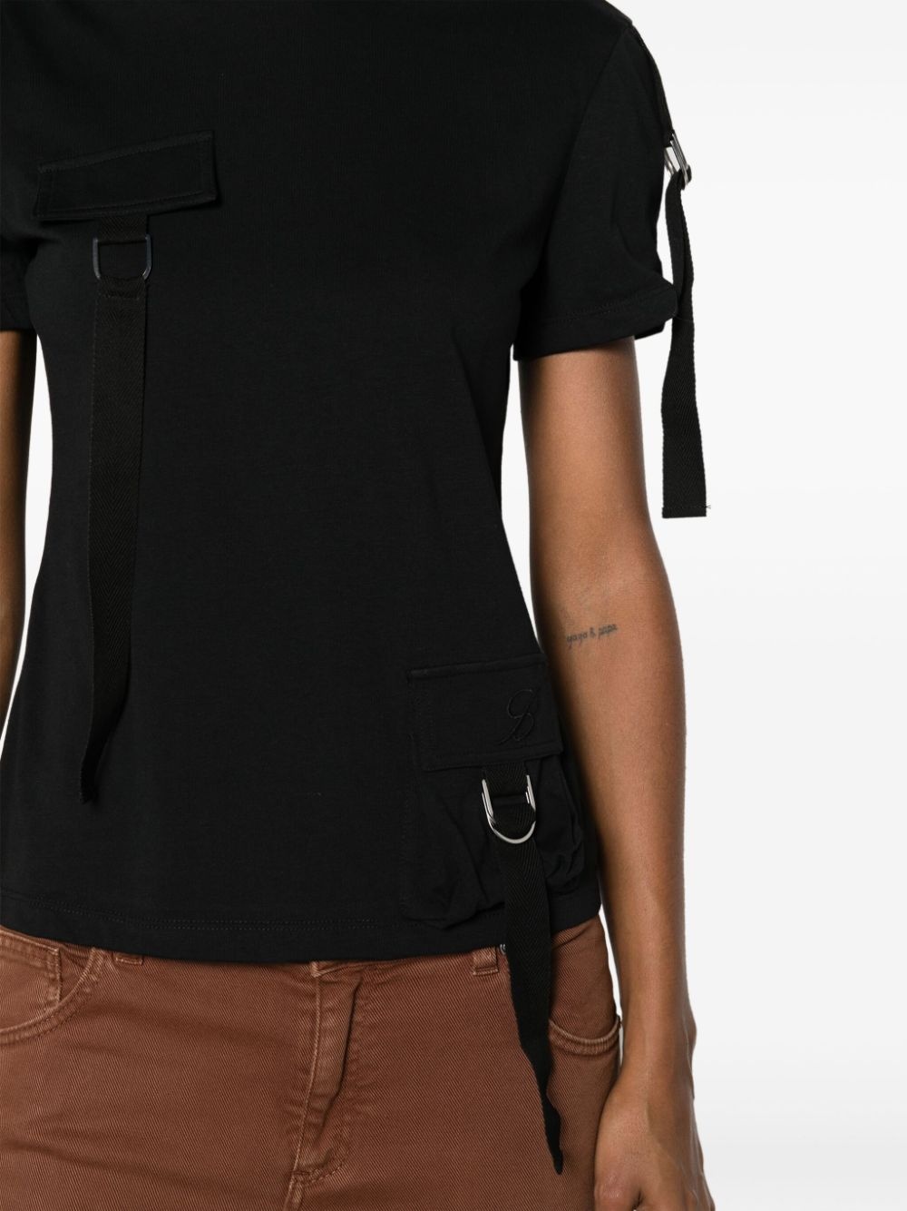 cargo-pocket hooded cotton T-shirt - 5
