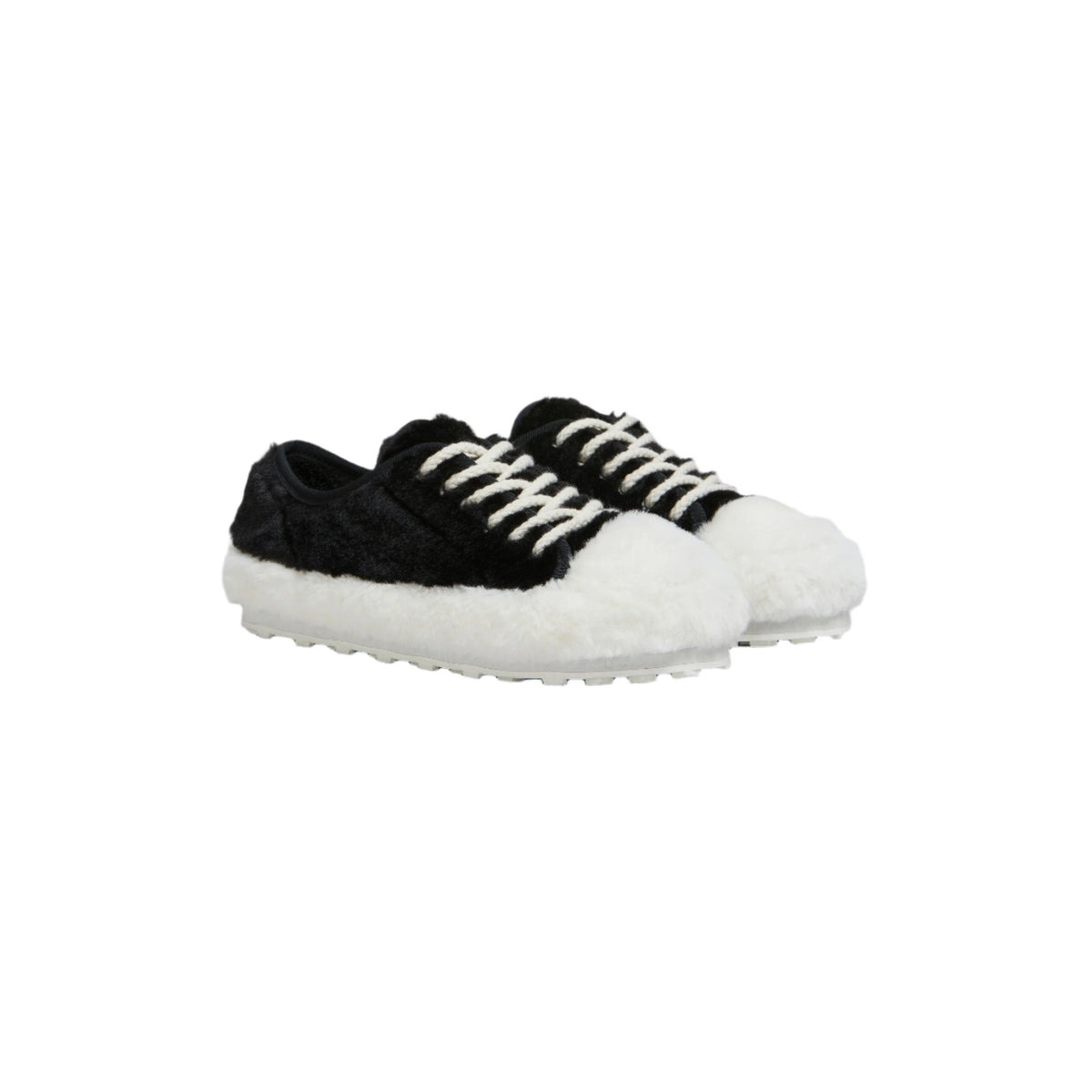 WOMEN'S FLUFFY SNEAKERS (BLACK/WHITE) - 4