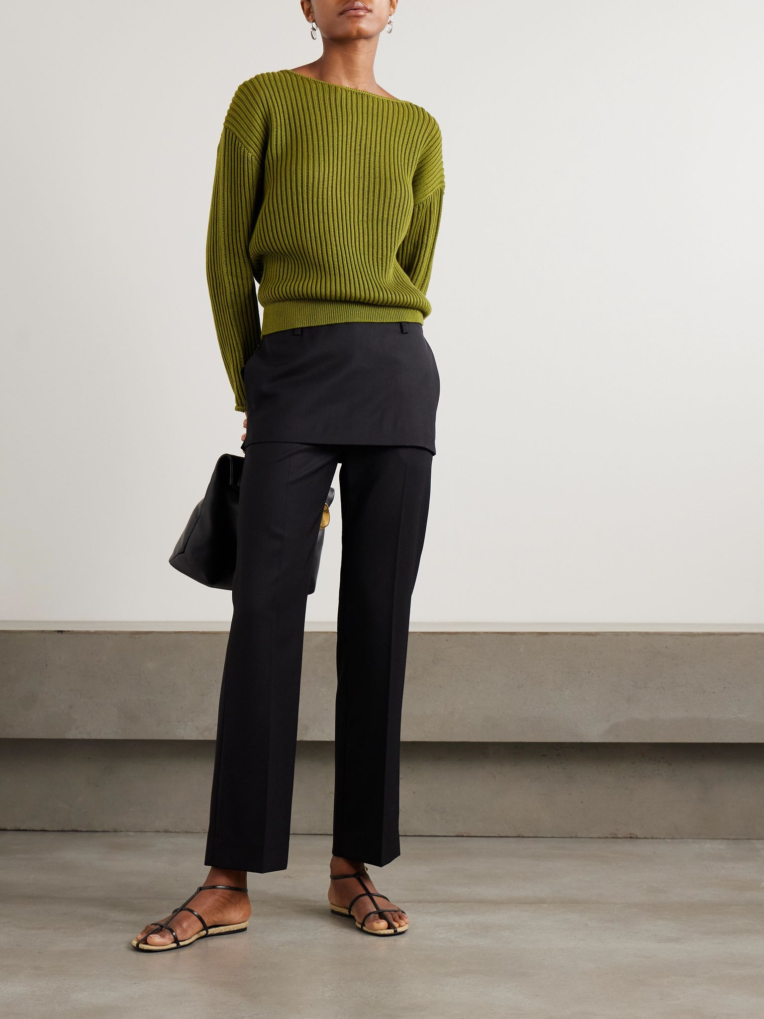 Easy ribbed Pima cotton sweater Green - 2