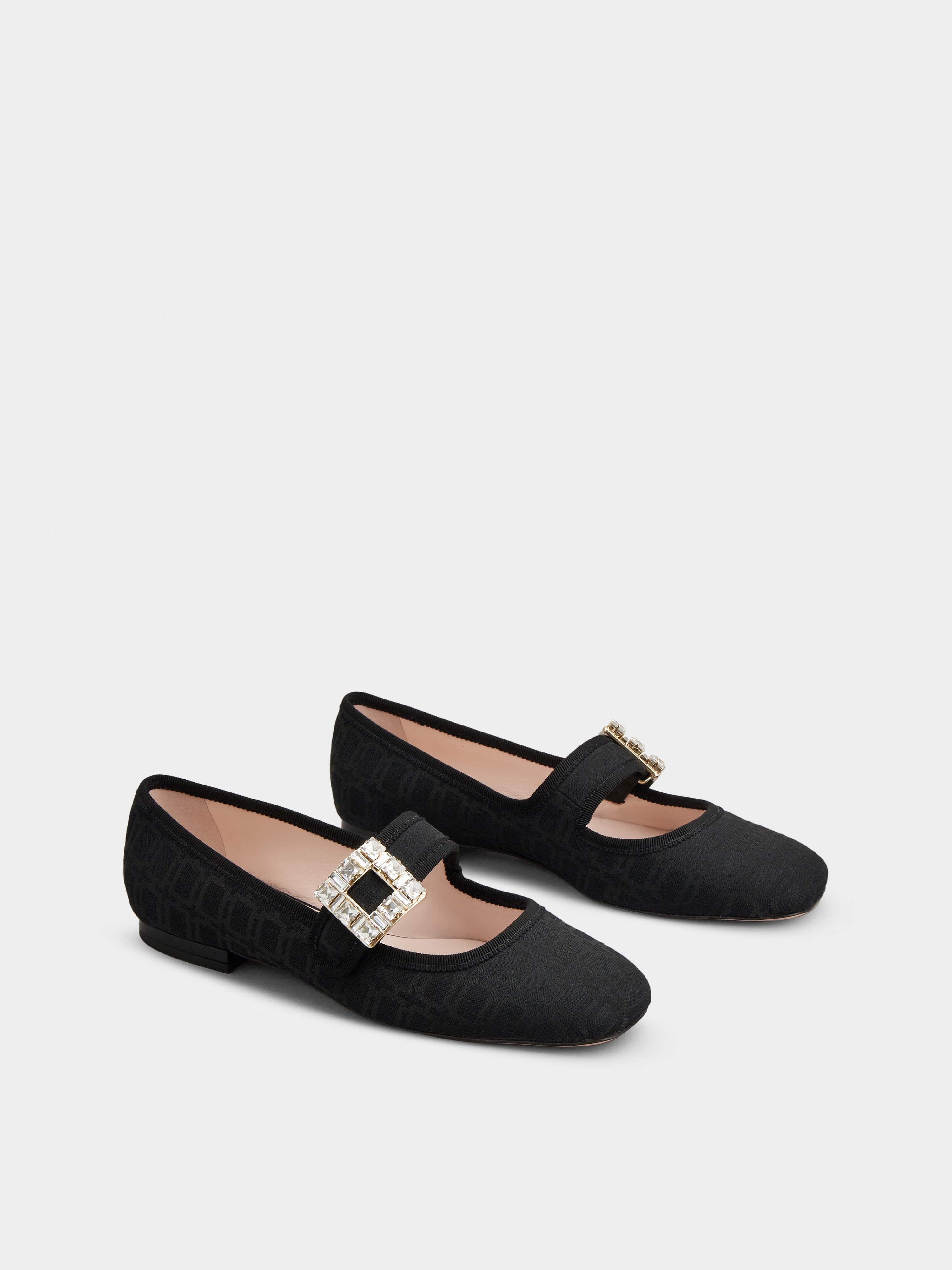 Très Vivier Strass Buckle Babies Ballerinas in Fabric - 2