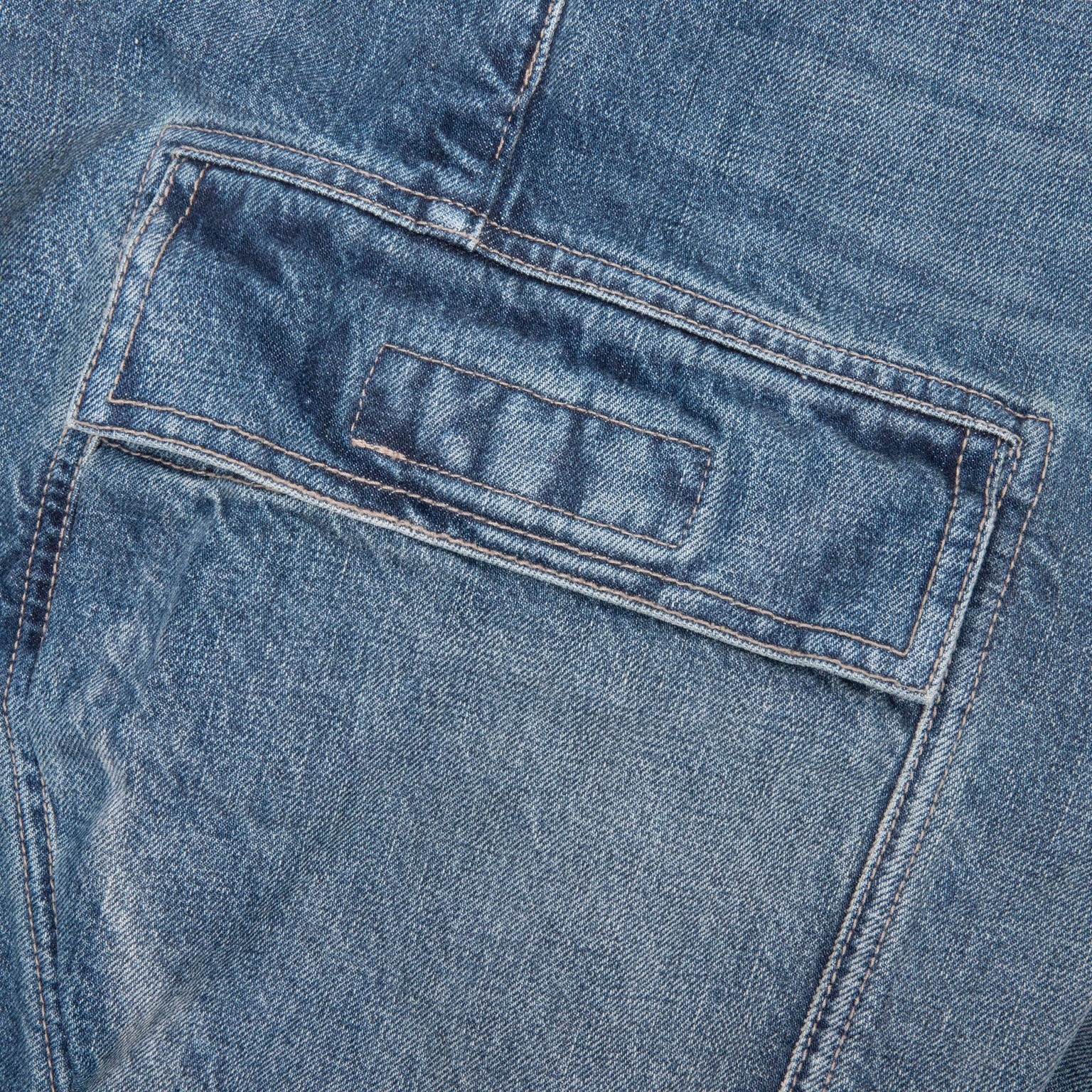 DOUBLE CARGO DENIM JEANS - WASHED INDIGO - 5