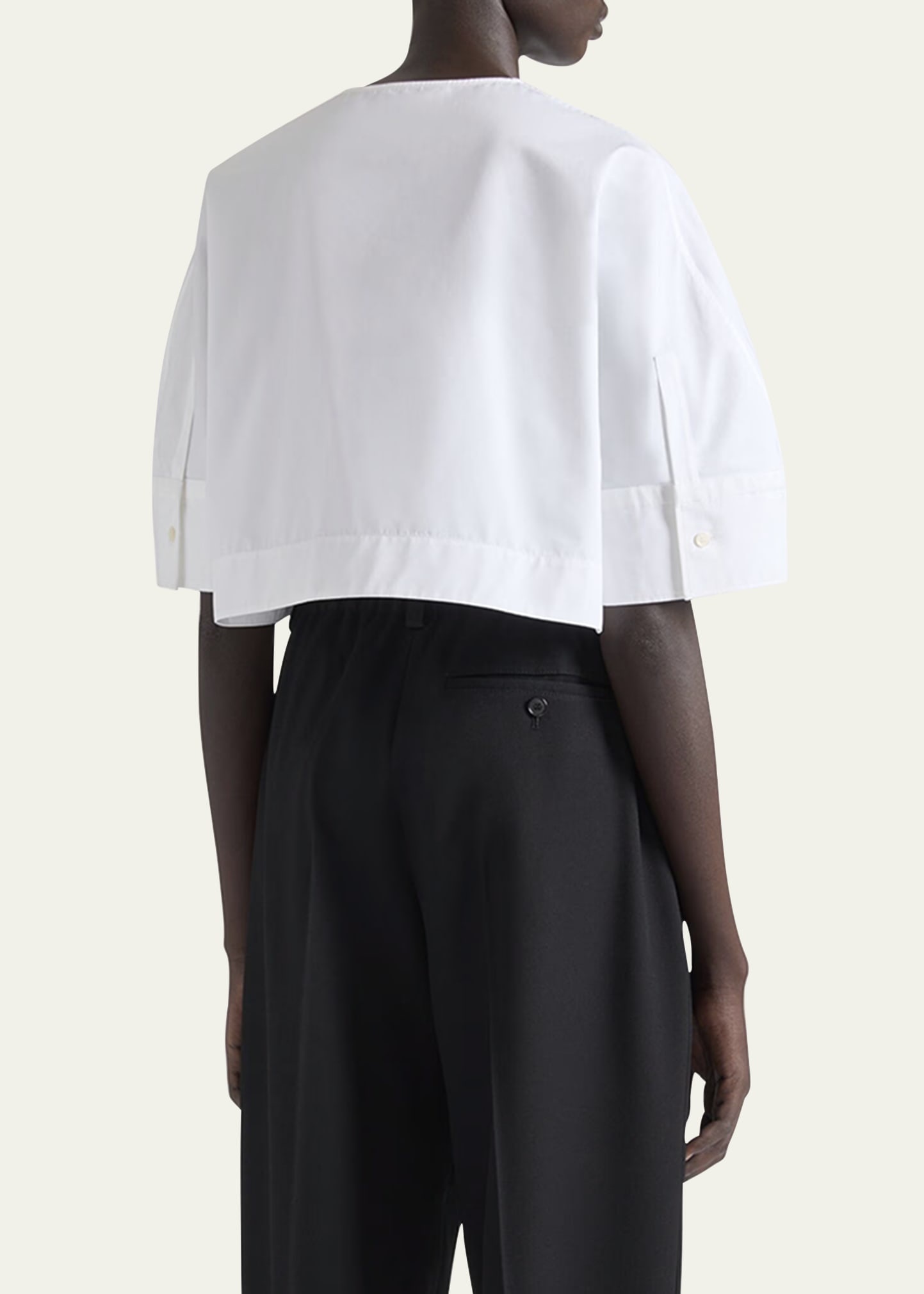 Poplin Cocoon-Sleeve Cropped Shirt - 3