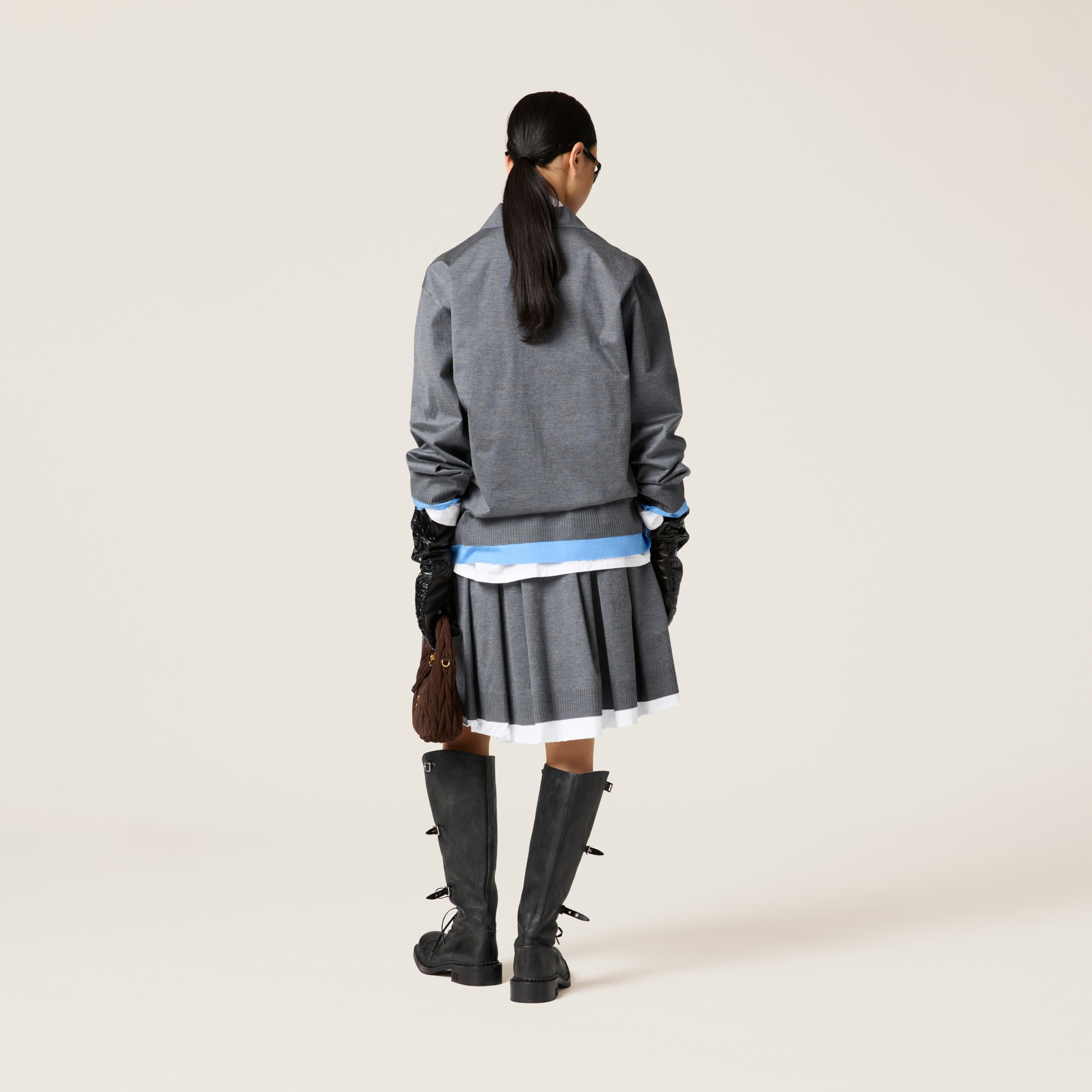 Knit and poplin skirt - 3