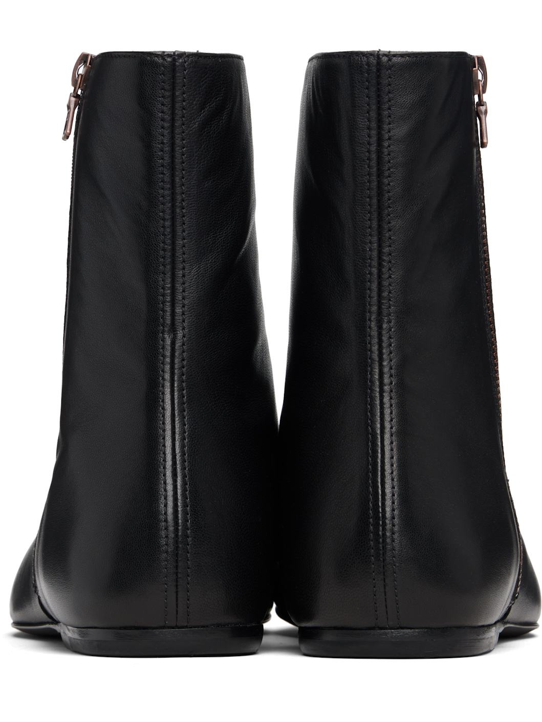 Black Leather Sock Boots - 2
