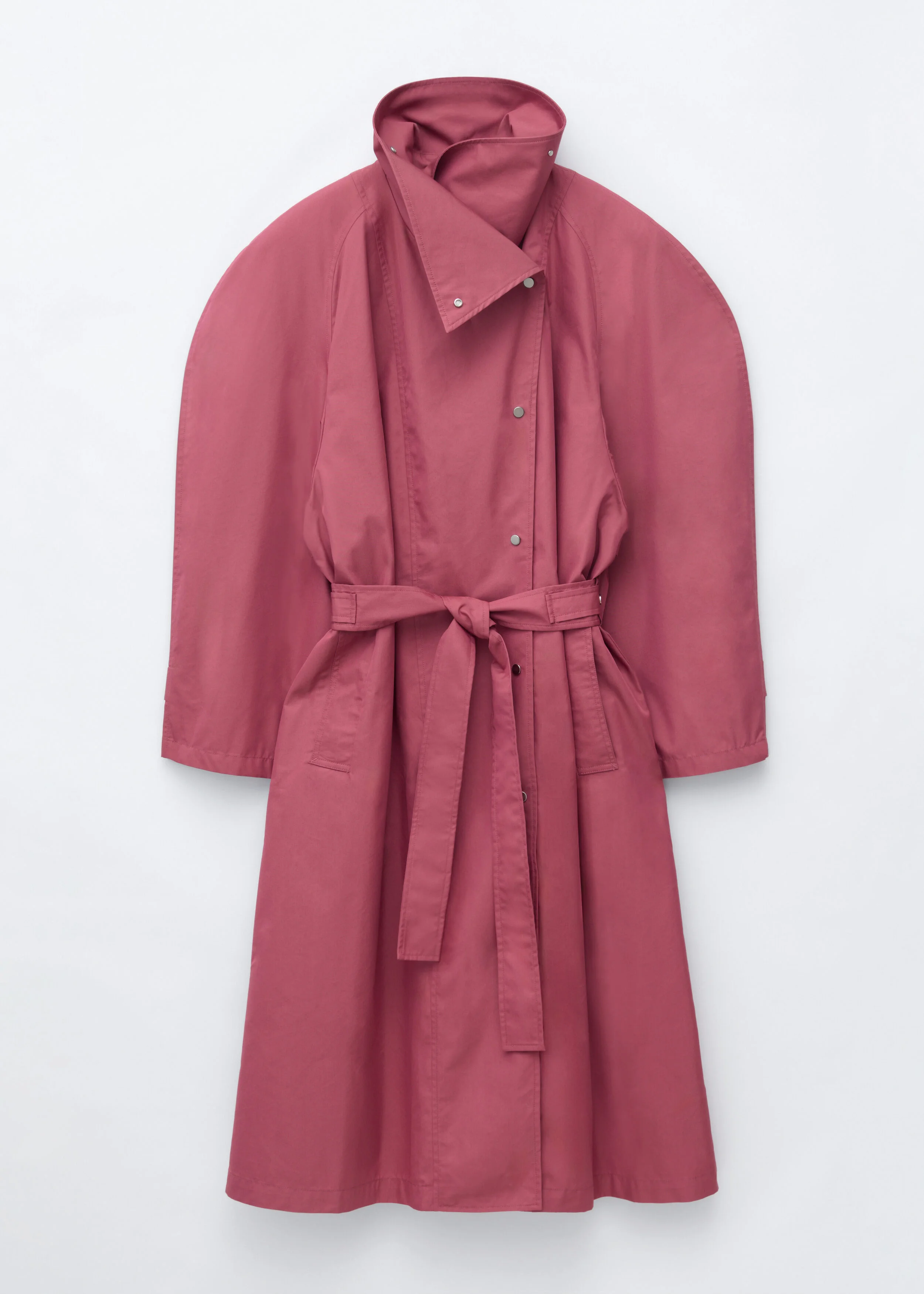 Bold-Shoulder Belted Coat - 1