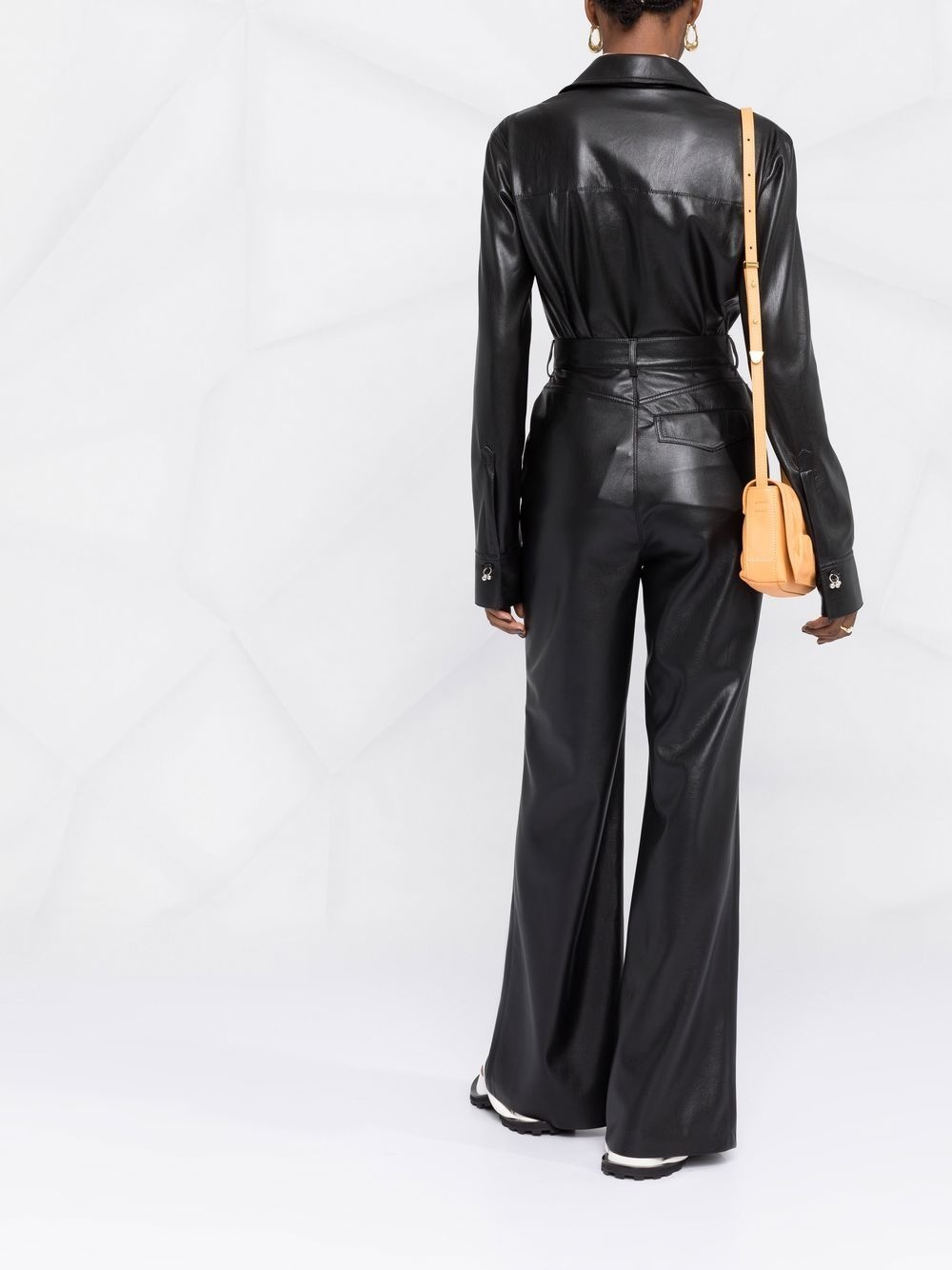 faux-leather dangling-button shirt - 4