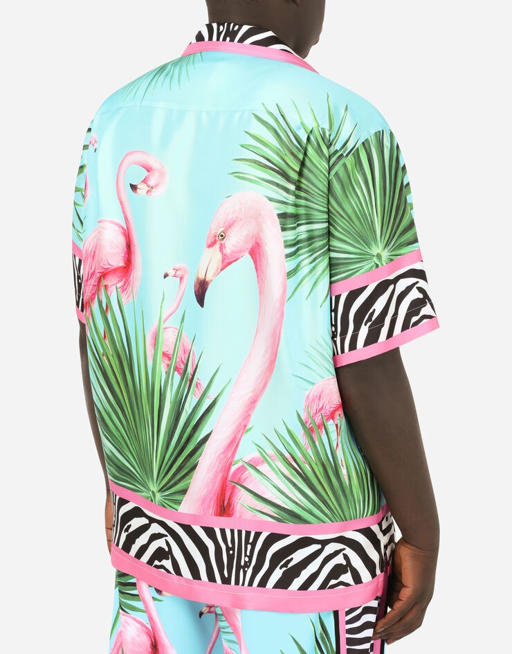 Flamingo-print cotton Hawaiian shirt - 8