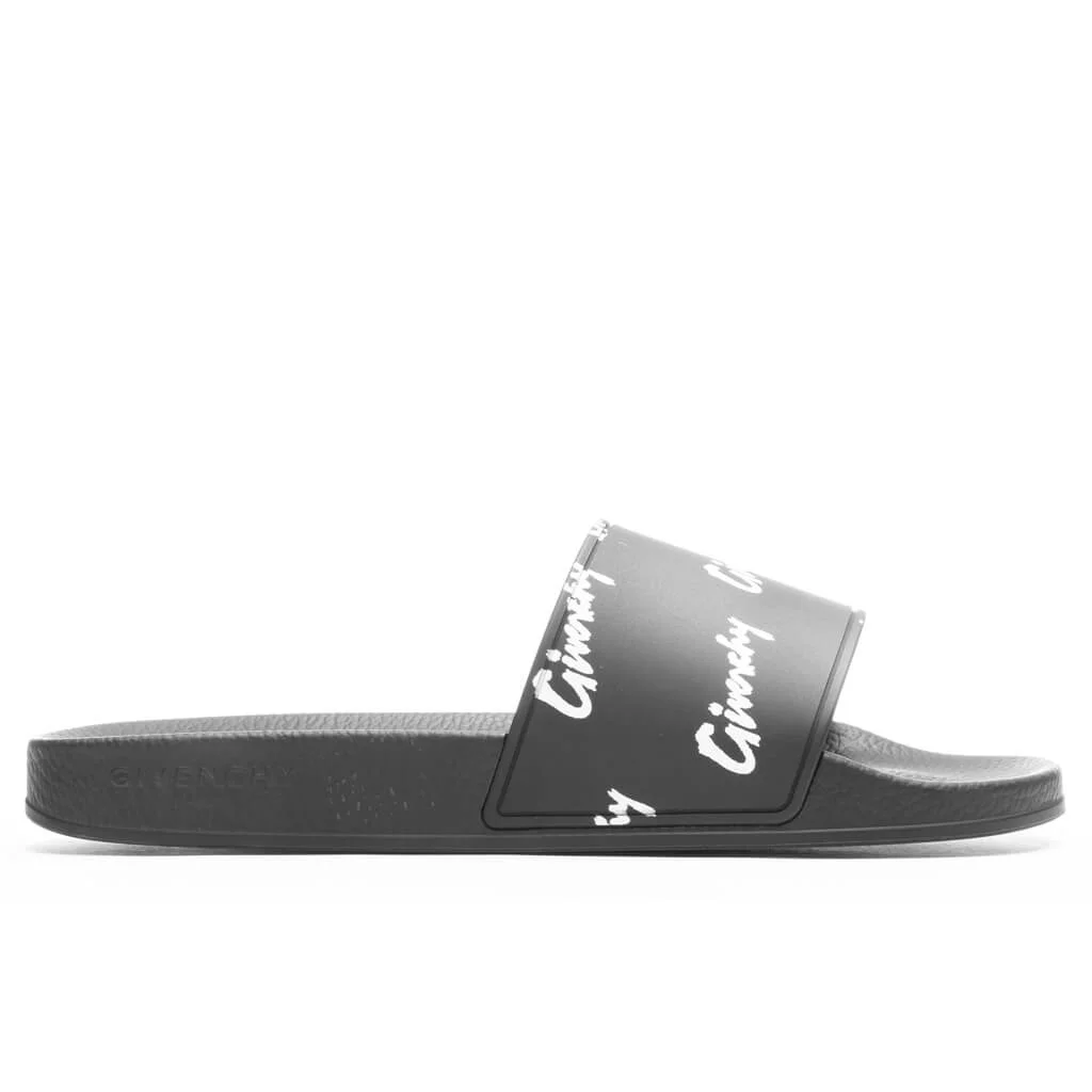 ALL OVER PRINT FLAT SANDALS - BLACK/WHITE - 1