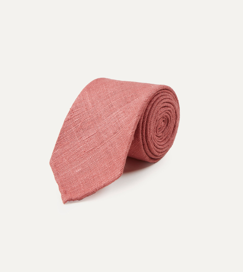 Drake's Pink Tussah Hand Rolled Silk Tie outlook