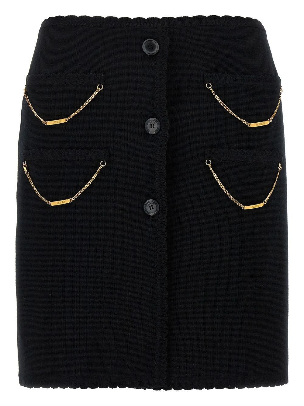 chain-embellished scalloped-edge skirt - 1