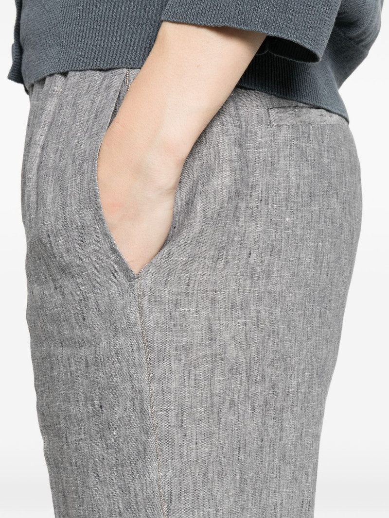 elasticated-waistband tapered trousers 5