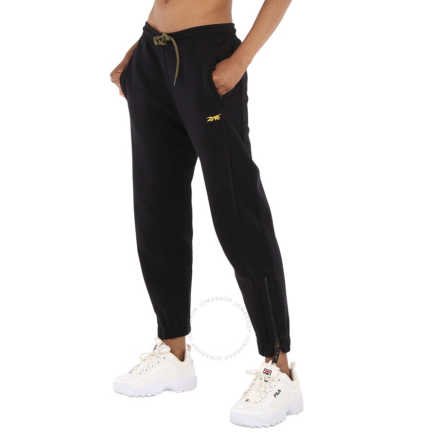Reebok Ladies Black Logo-embroidered Track Pants - 5