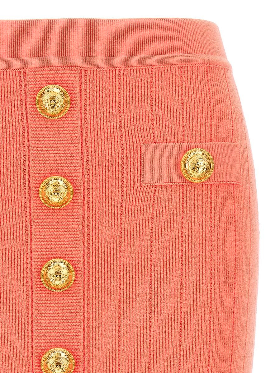 BALMAIN LOGO BUTTON KNIT SKIRT - 3