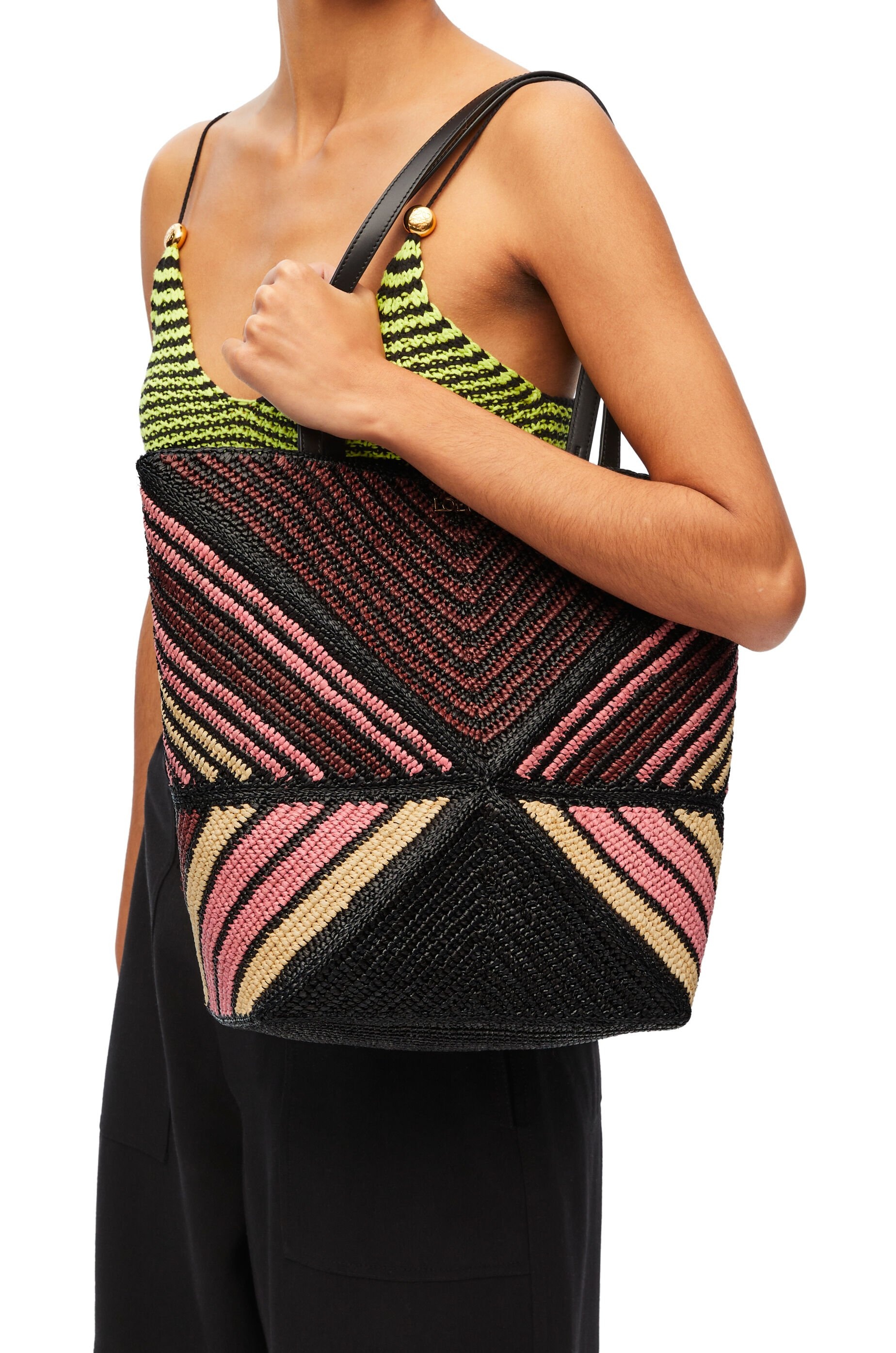 Puzzle Fold Tote in raffia - 3