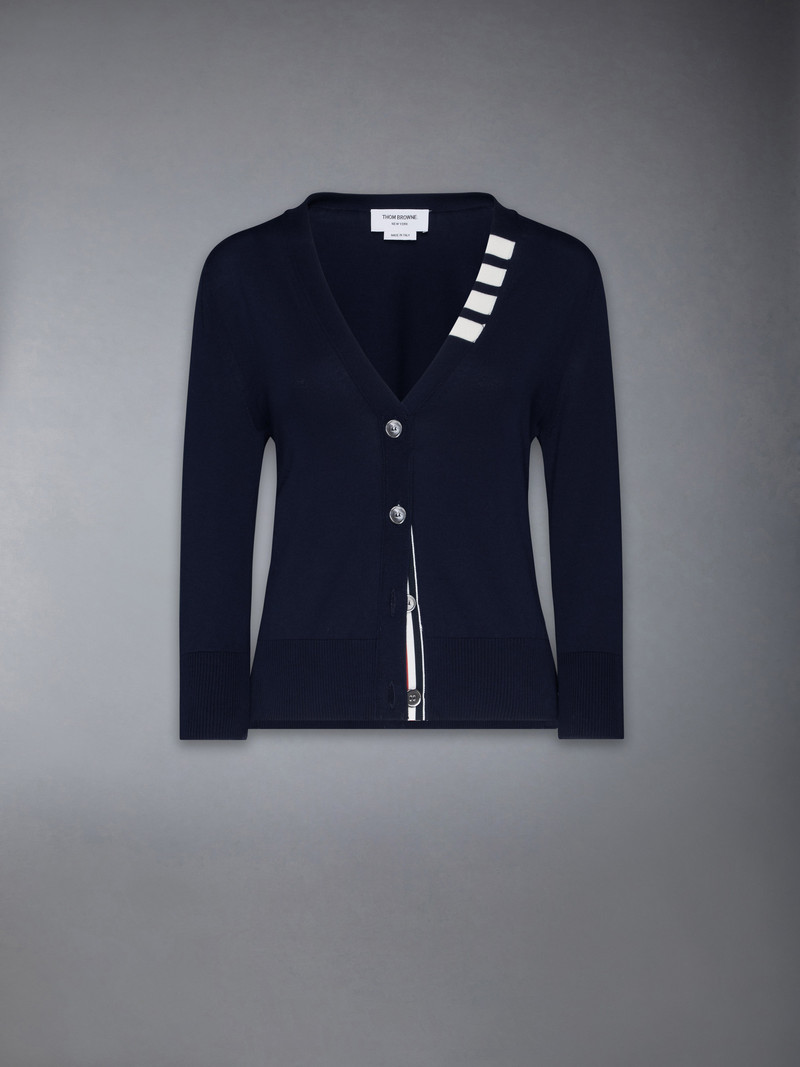 COTTON 4-BAR V NECK CARDIGAN 1