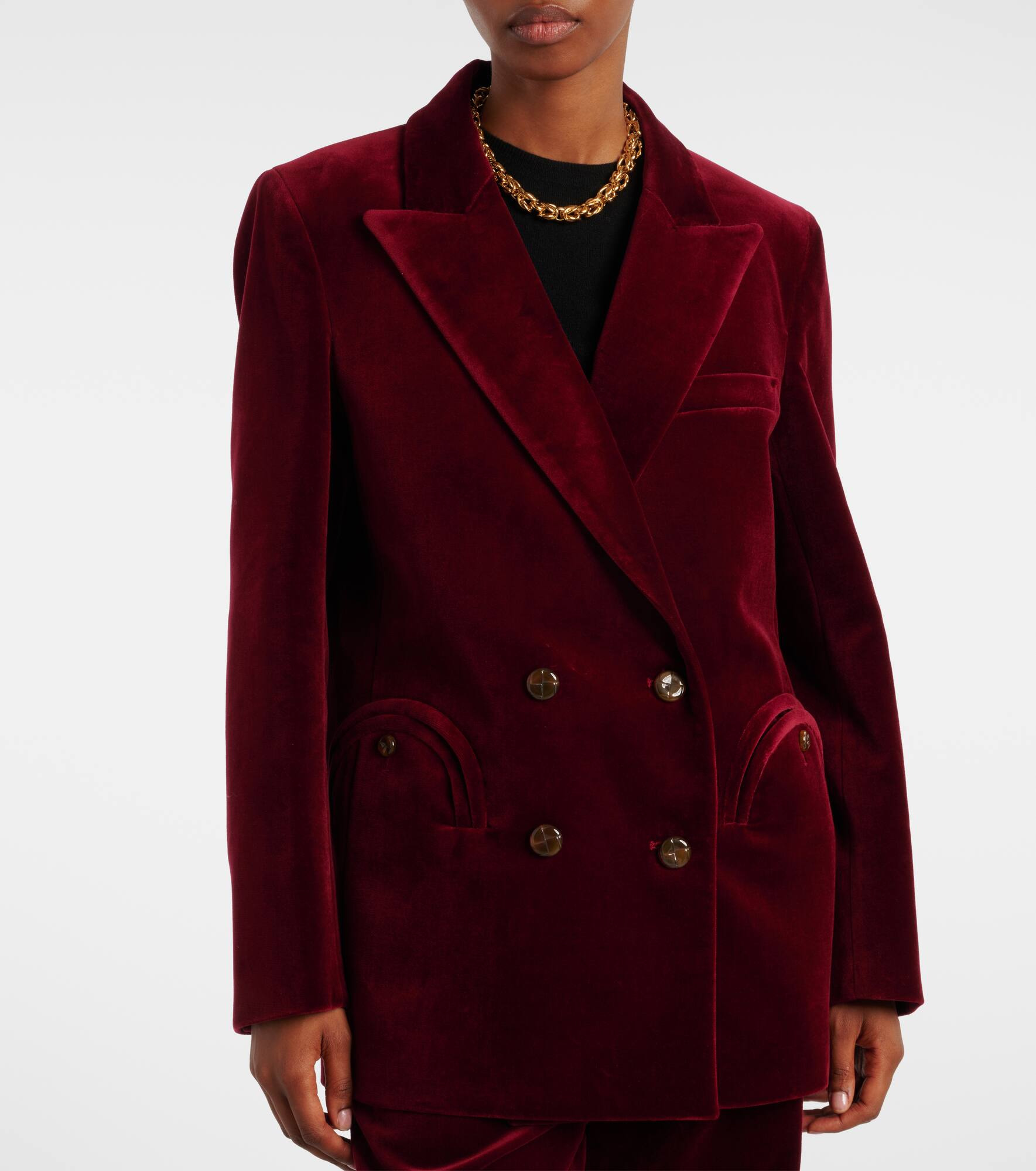 Everynight double-breasted cotton velvet blazer - 6