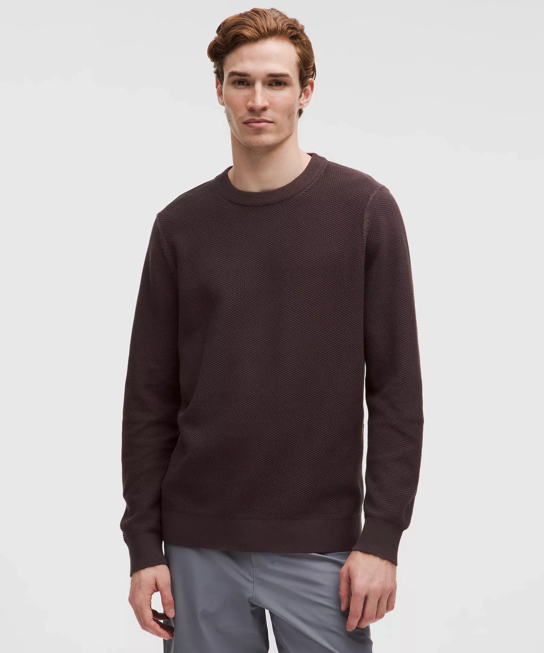 Textured Knit Crewneck Sweater - 1