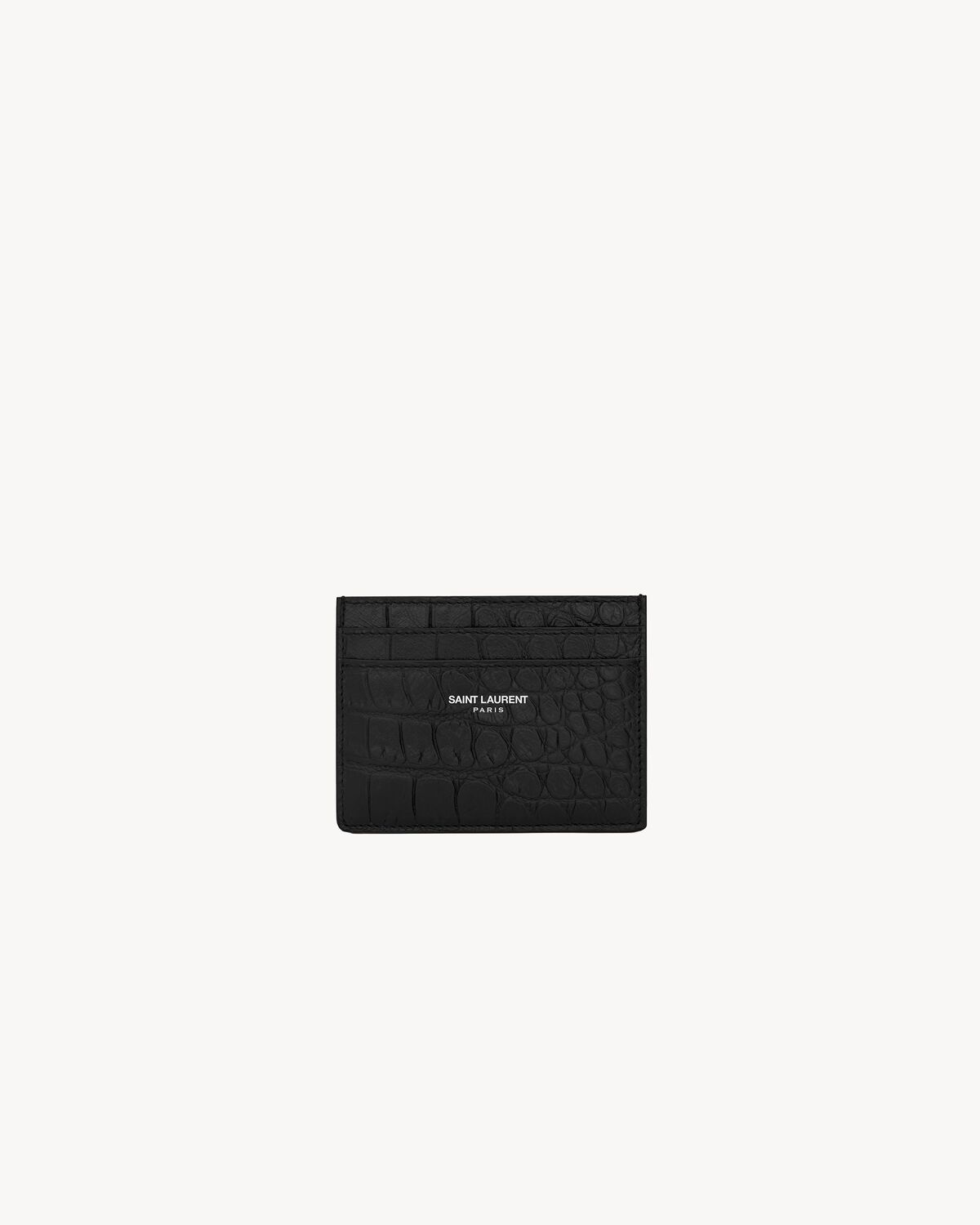 SAINT LAURENT PARIS CREDIT CARD CASE IN CROCODILE-EMBOSSED LEATHER - 1