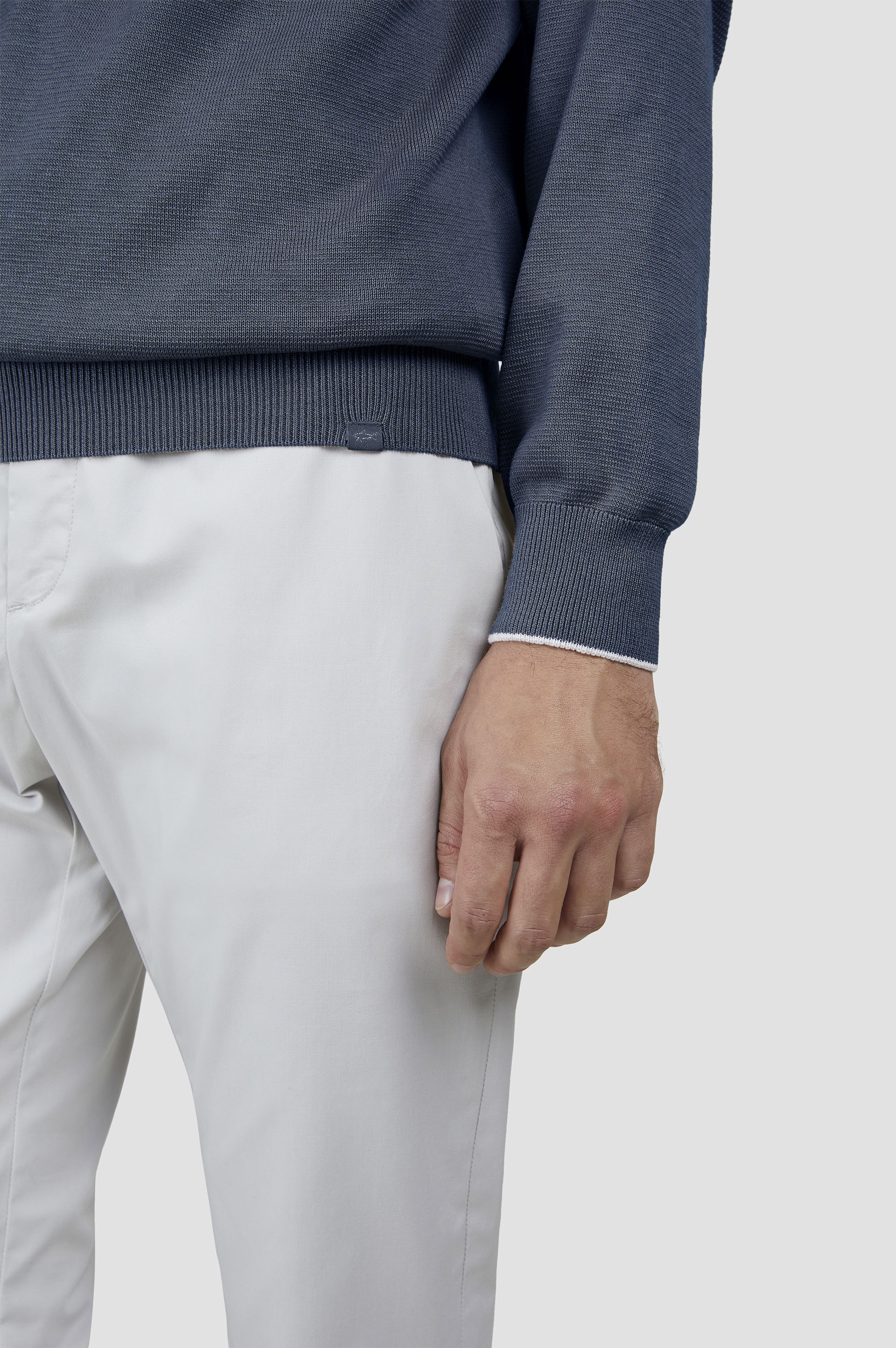 COTTON AND SILK SWEATER WITH CONTRASTING TRIMS - 5