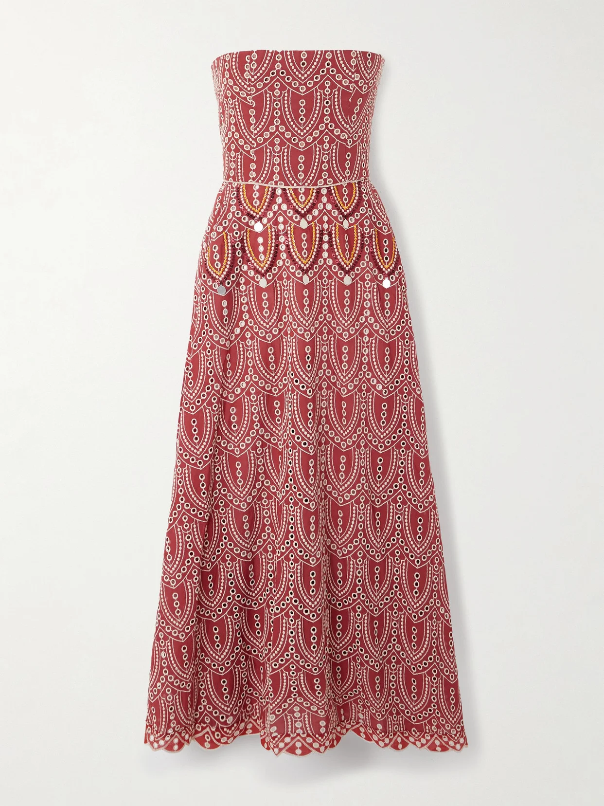 Bengala Strapless Embellished Broderie Anglaise Maxi Dress - 1