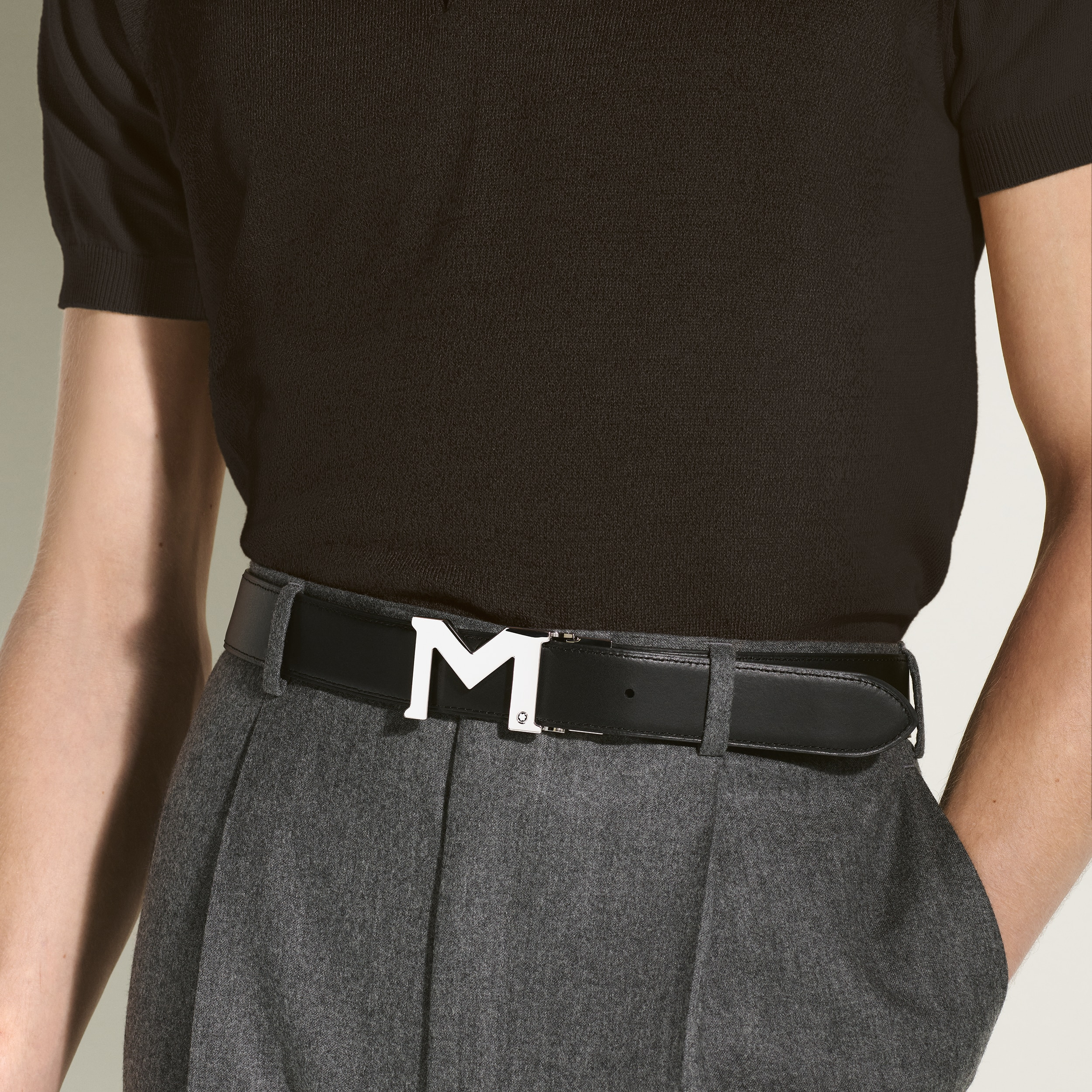 M buckle black 35 mm reversible leather belt - 2
