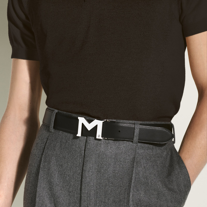 Montblanc M buckle black 35 mm reversible leather belt outlook