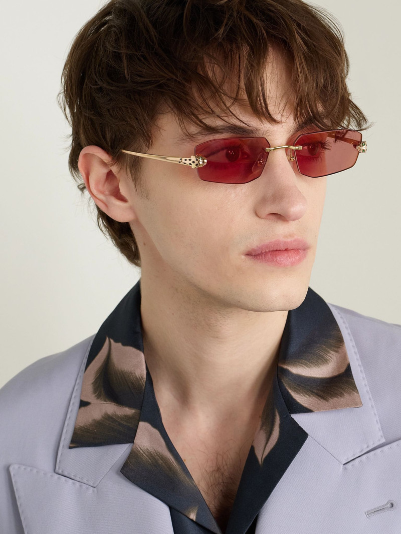 Cartier Panthère de Cartier Rimless Rectangle-Frame Gold-Tone Sunglasses Gold outlook