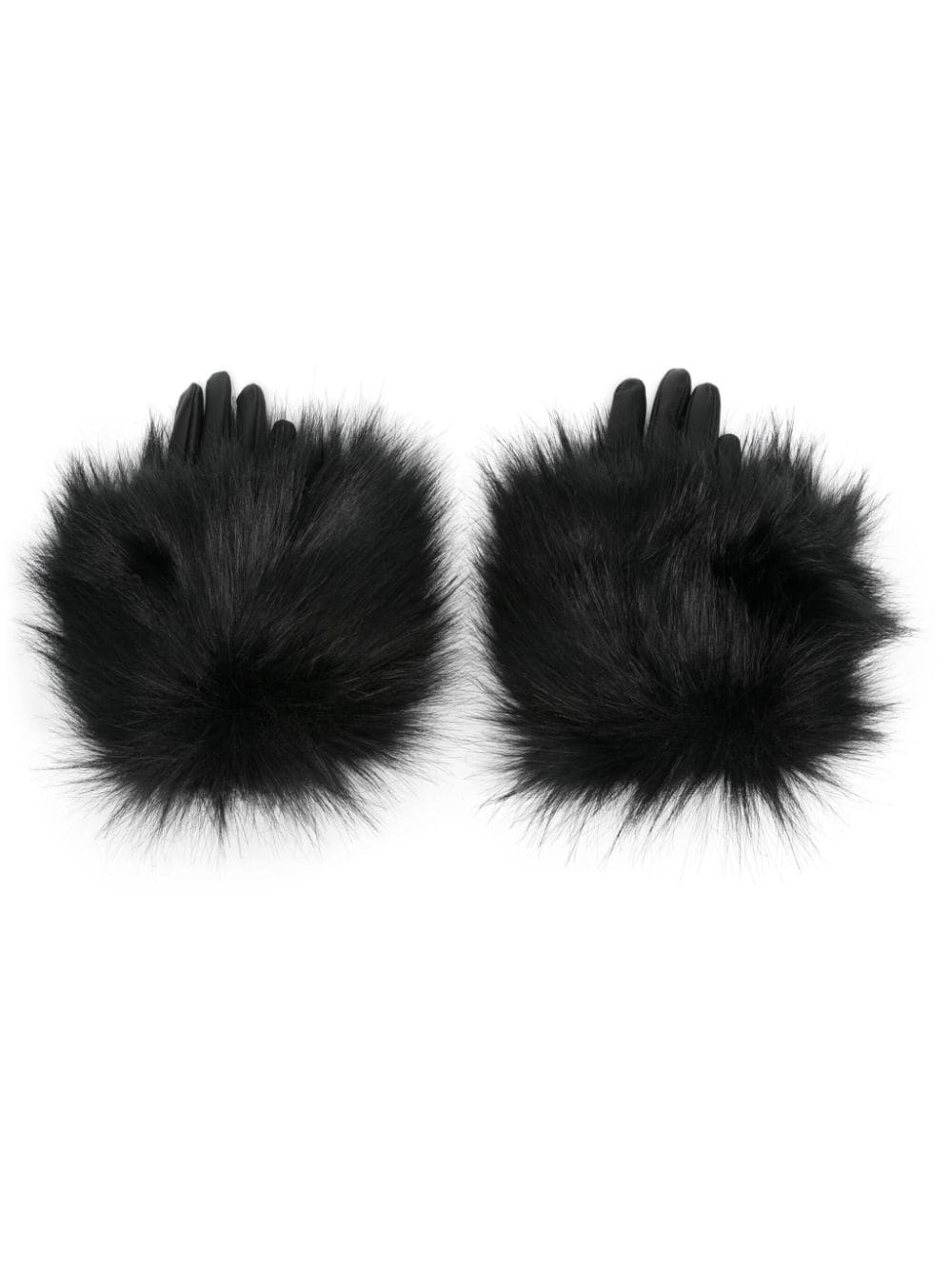 leather faux-fur gloves - 1