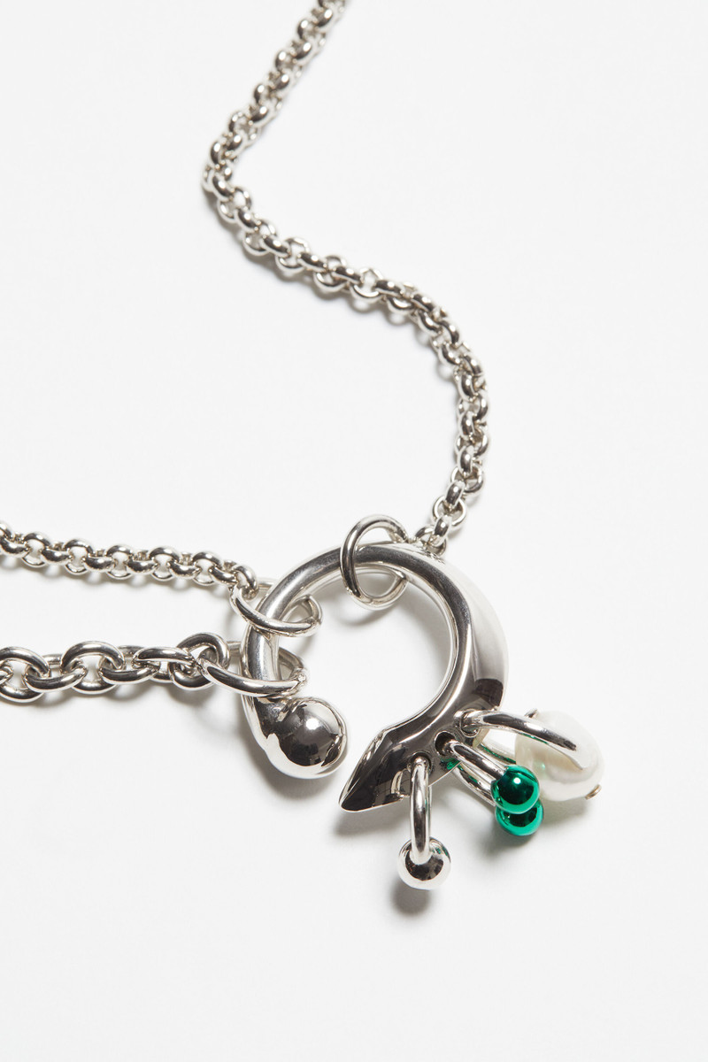 Multi-chain charm necklace - Silver/green 4