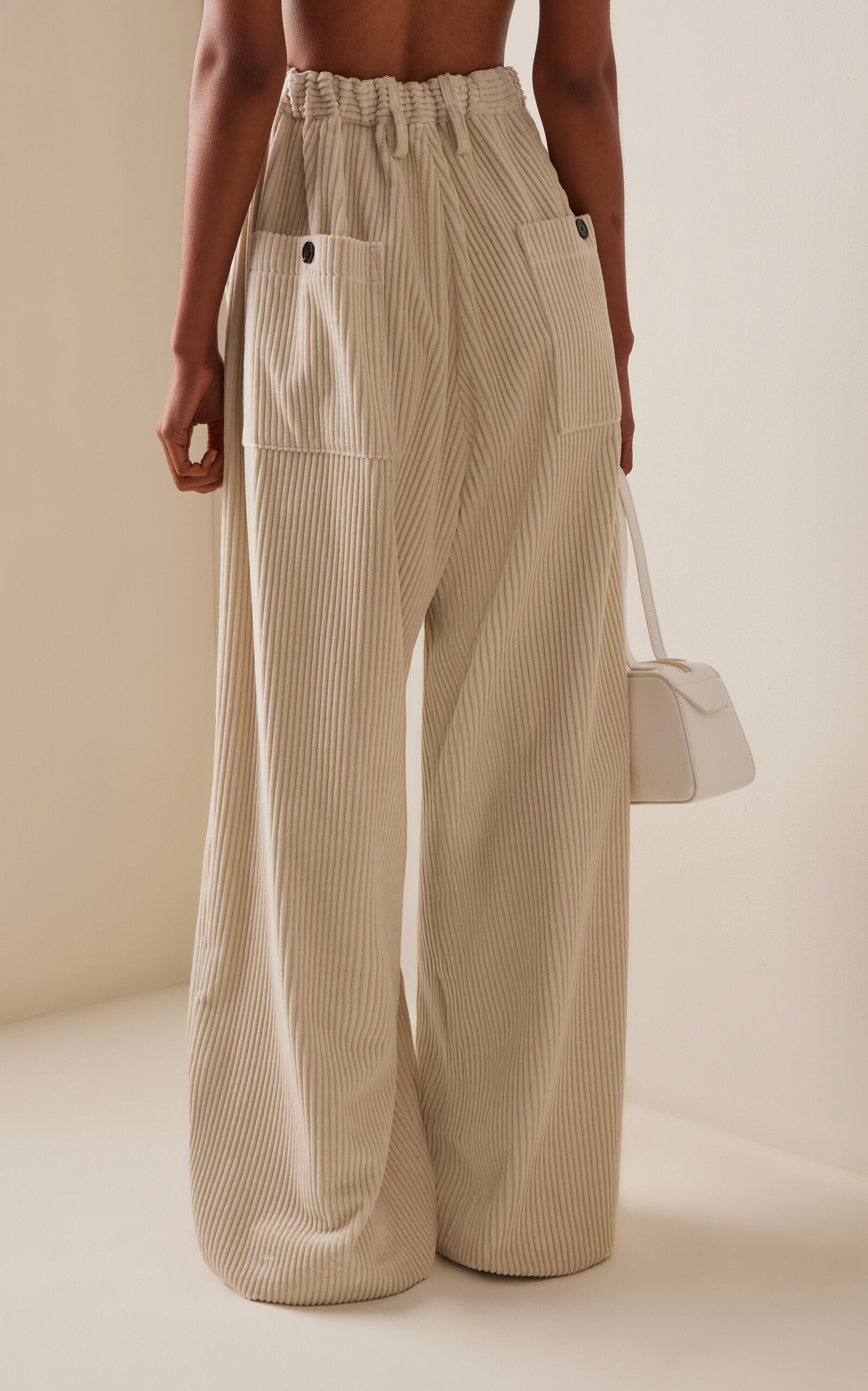 Lidie Oversized Cotton Corduroy Pants off-white - 4