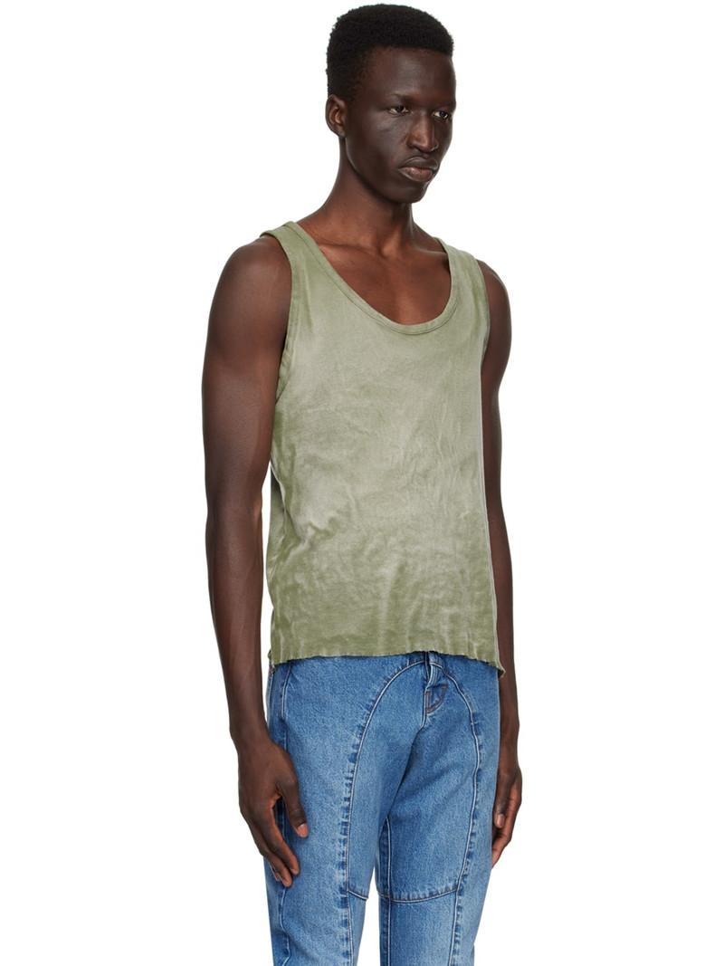 EDWARD CUMING Khaki Raw Edge Tank Top outlook