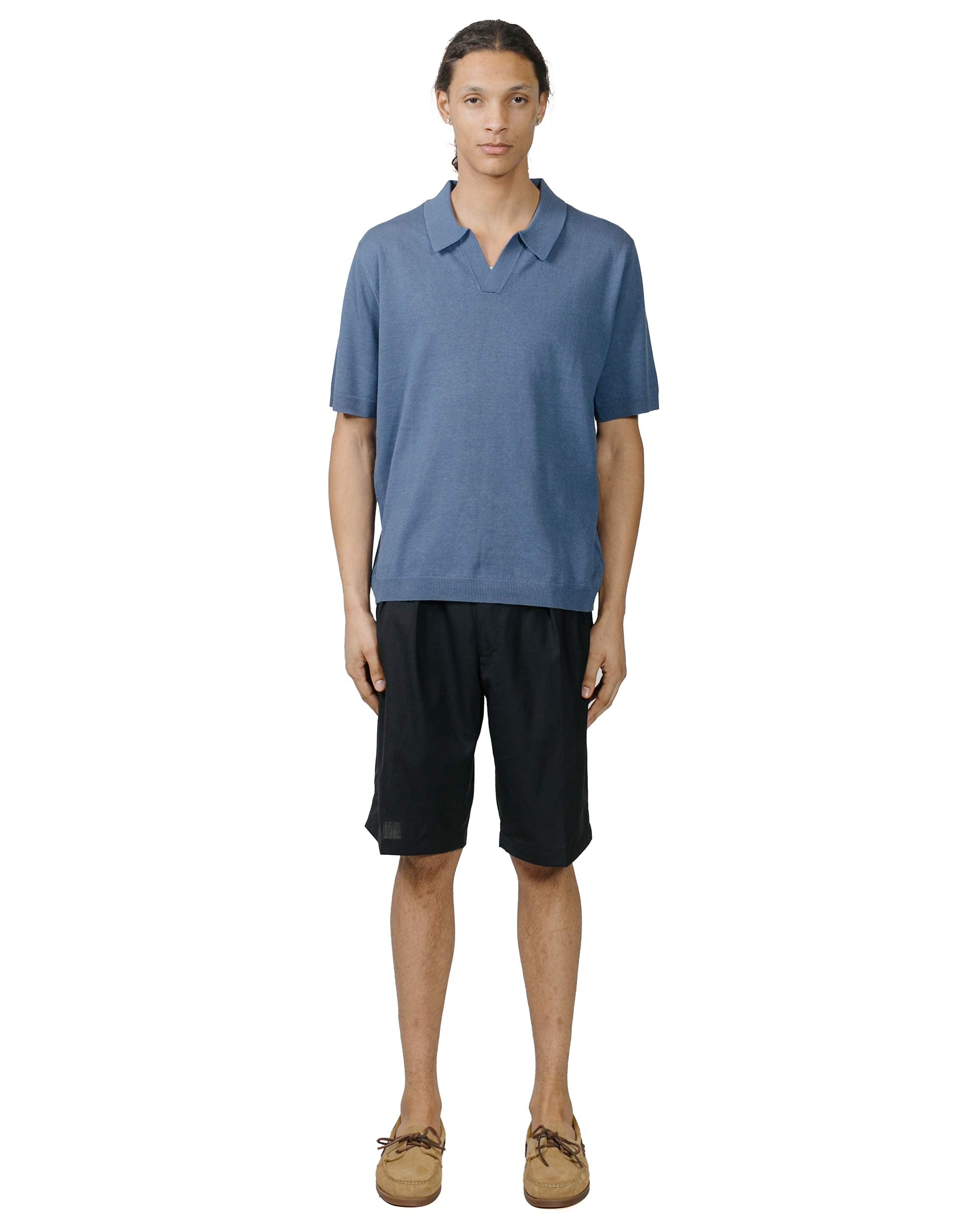 Leif Cotton Linen Polo Calcite Blue - 4