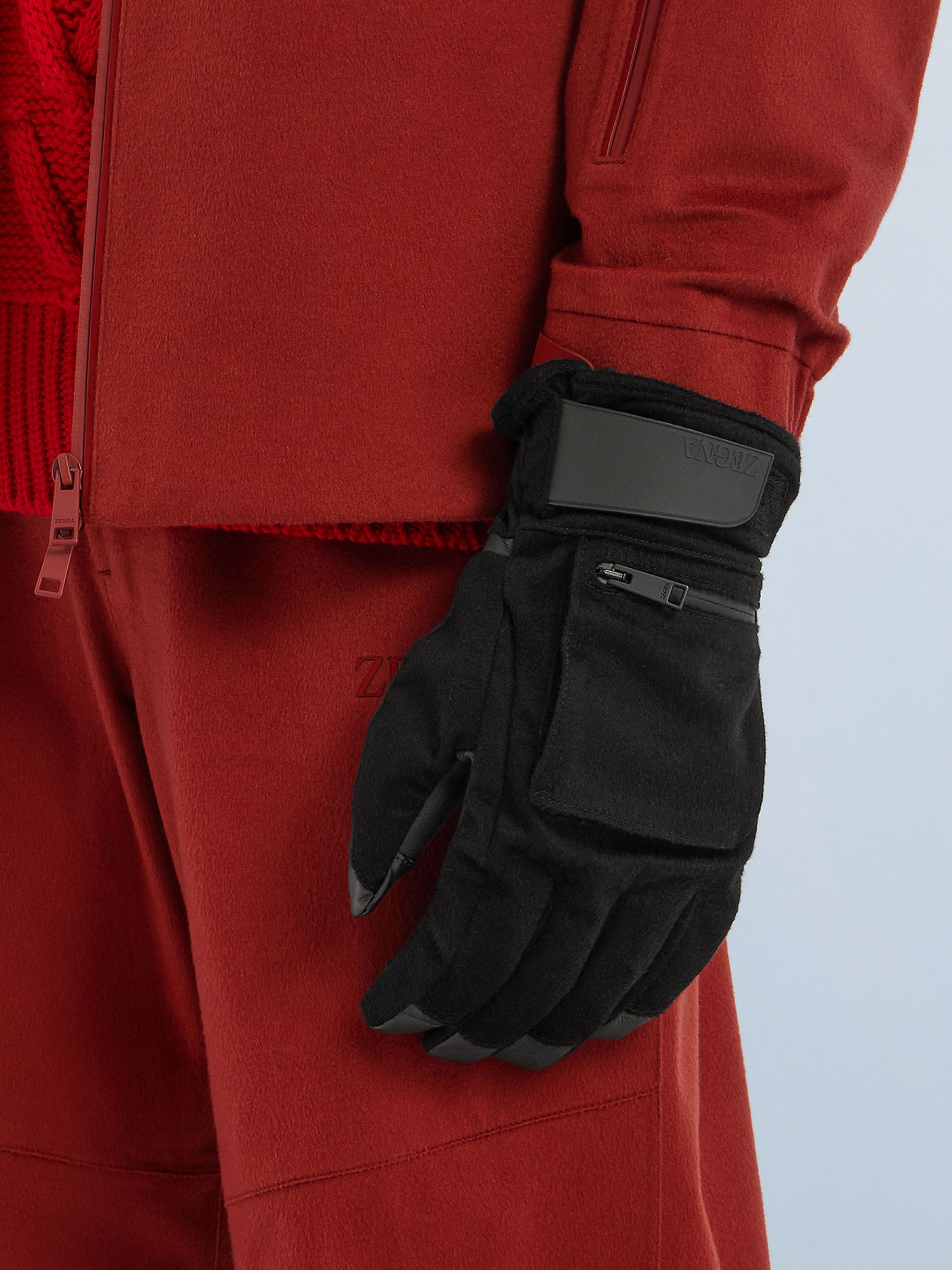 BLACK OASI CASHMERE SKI GLOVES - 2